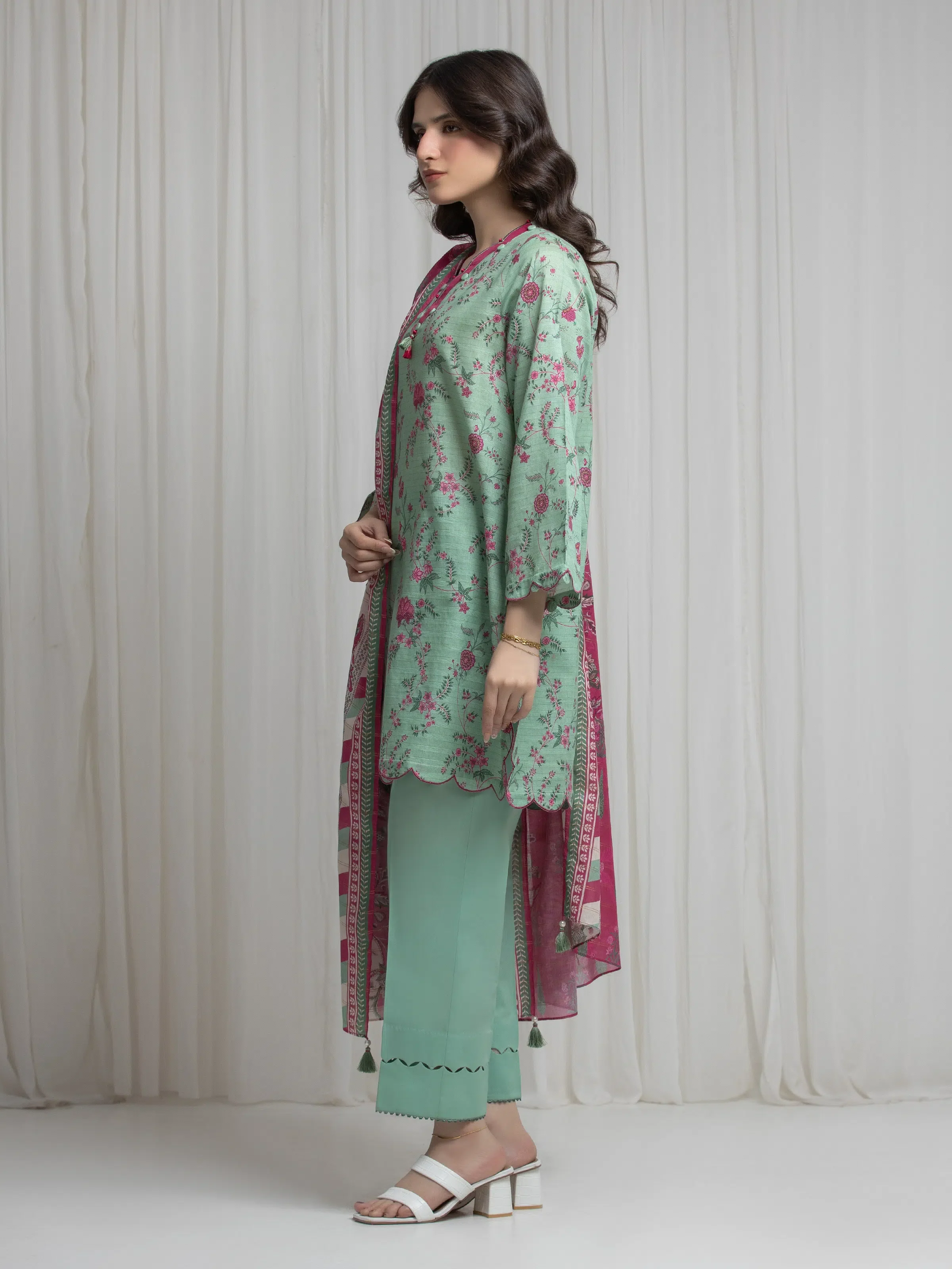 Printed Zari Lawn Suit - EWU6M6-096-3P - Image 5