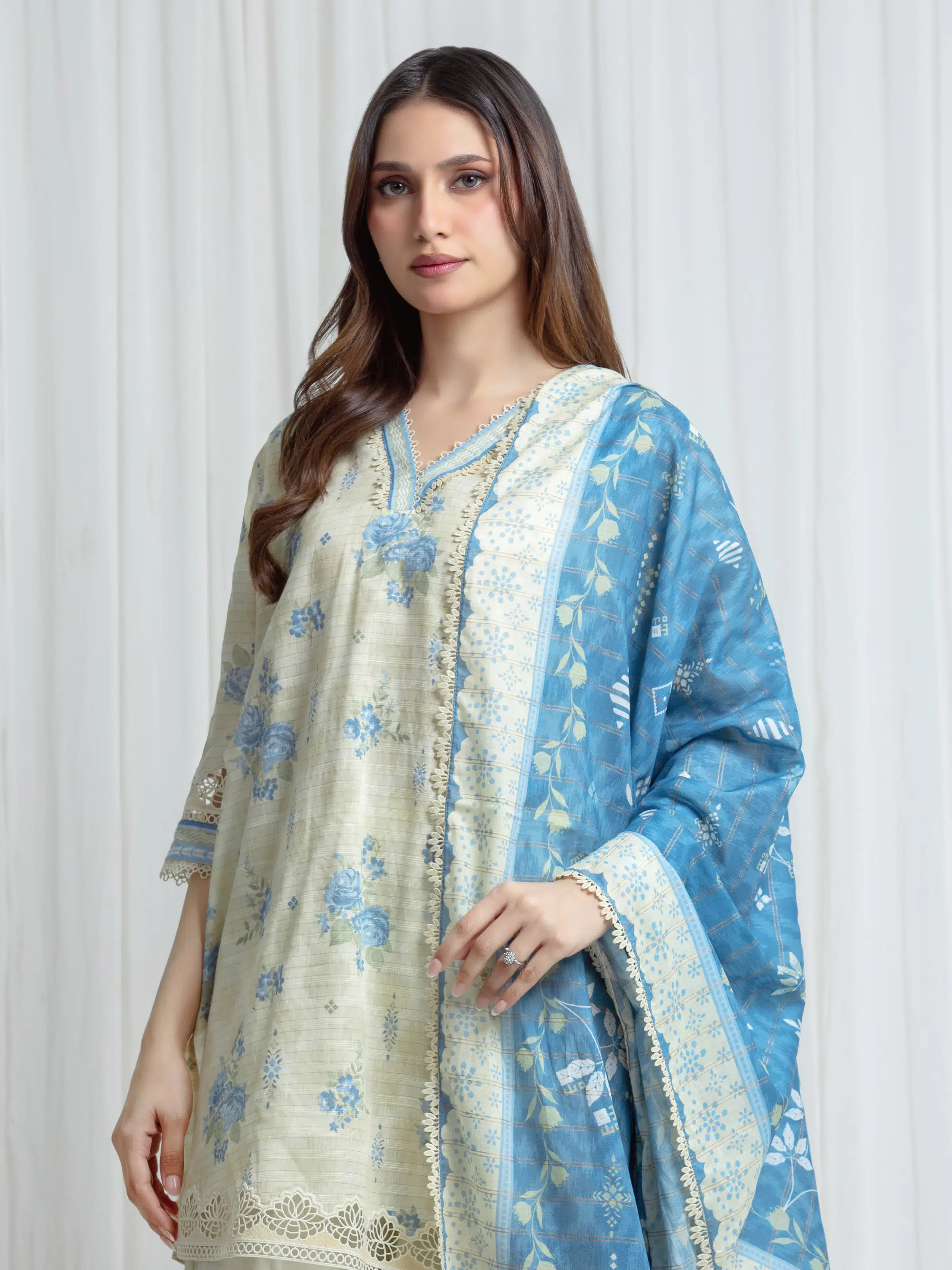 Printed Zari Lawn Suit - EWU6M6-103-3P - Image 2