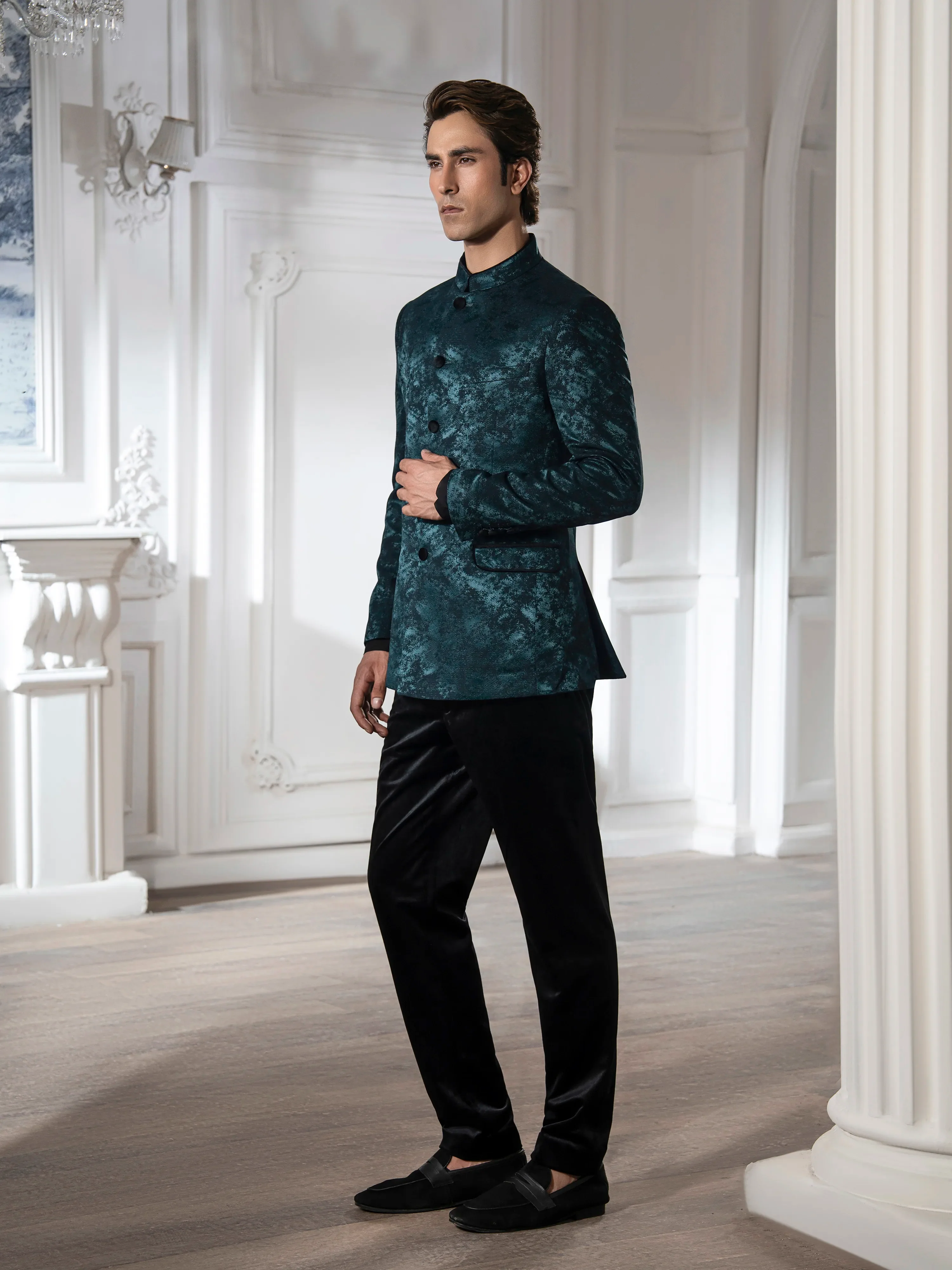 Textured Prince Coat Suit - ECMTCPT5-1003 - Image 5