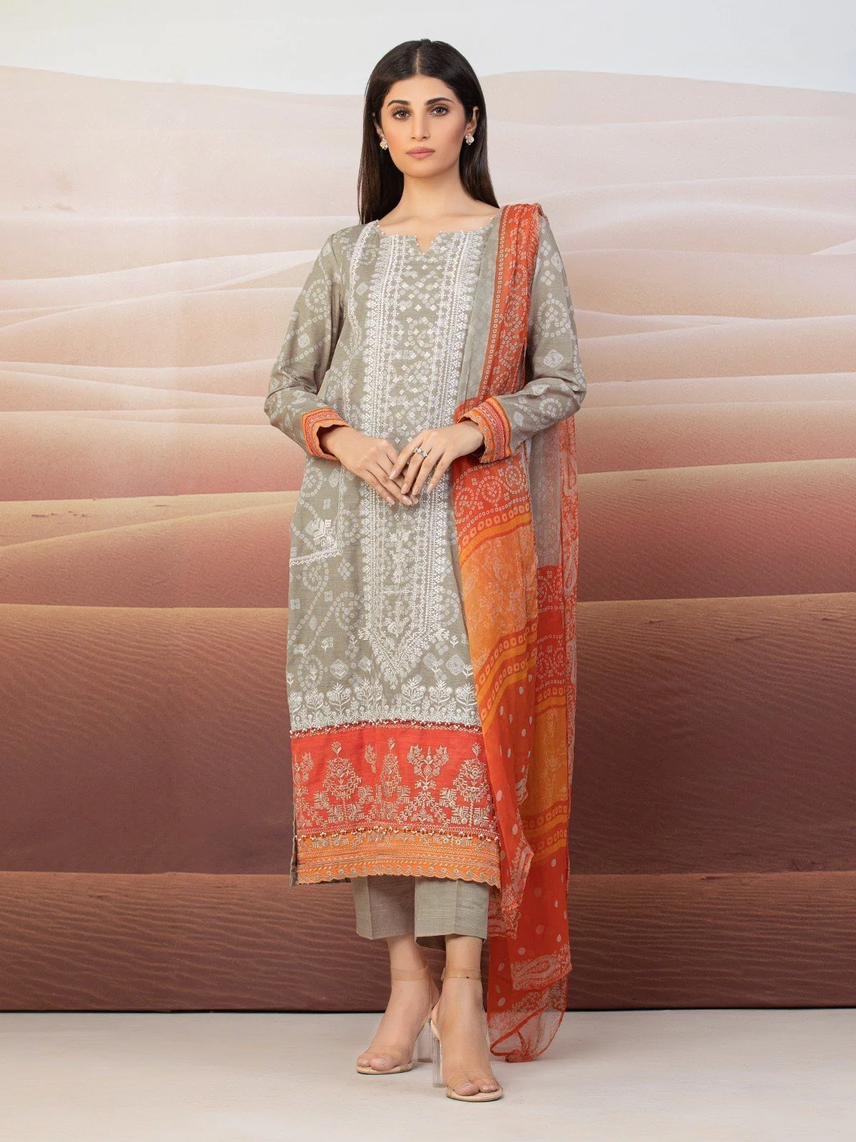 Embroidered Khaddar Suit - EWU22V12-25006XXL
