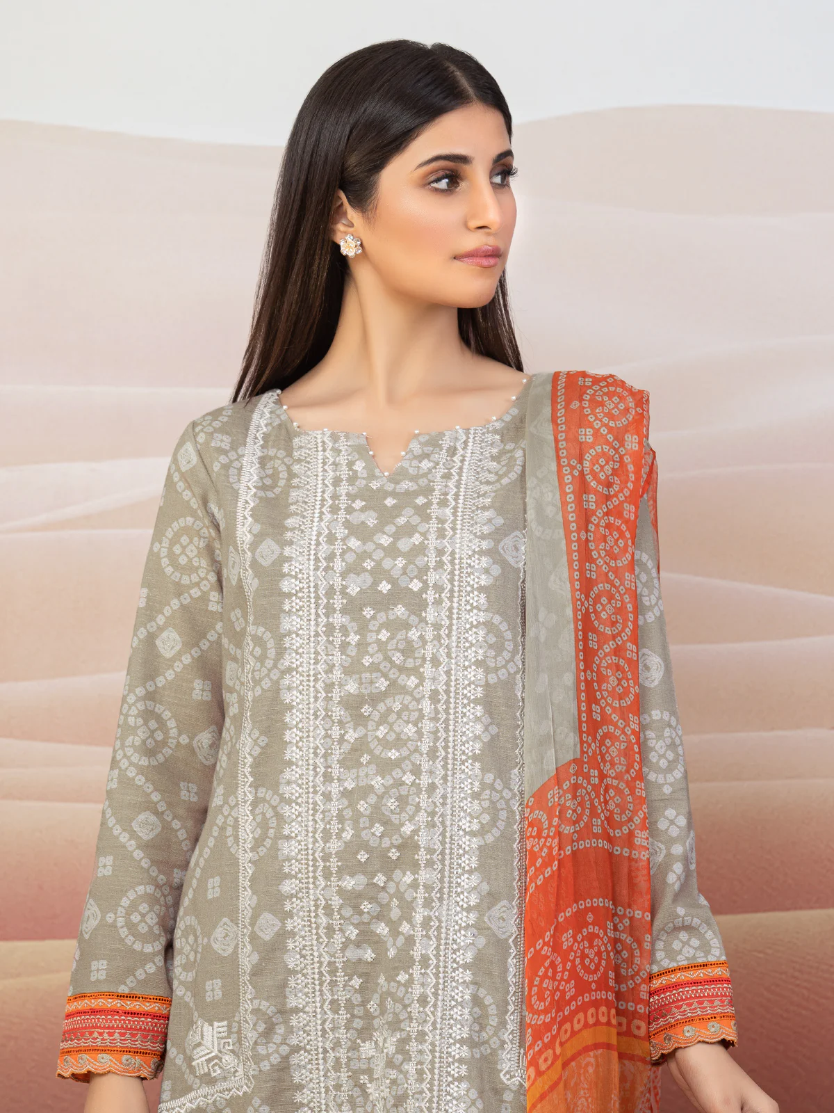 Embroidered Khaddar Suit - EWU22V12-25006XXL - Image 2
