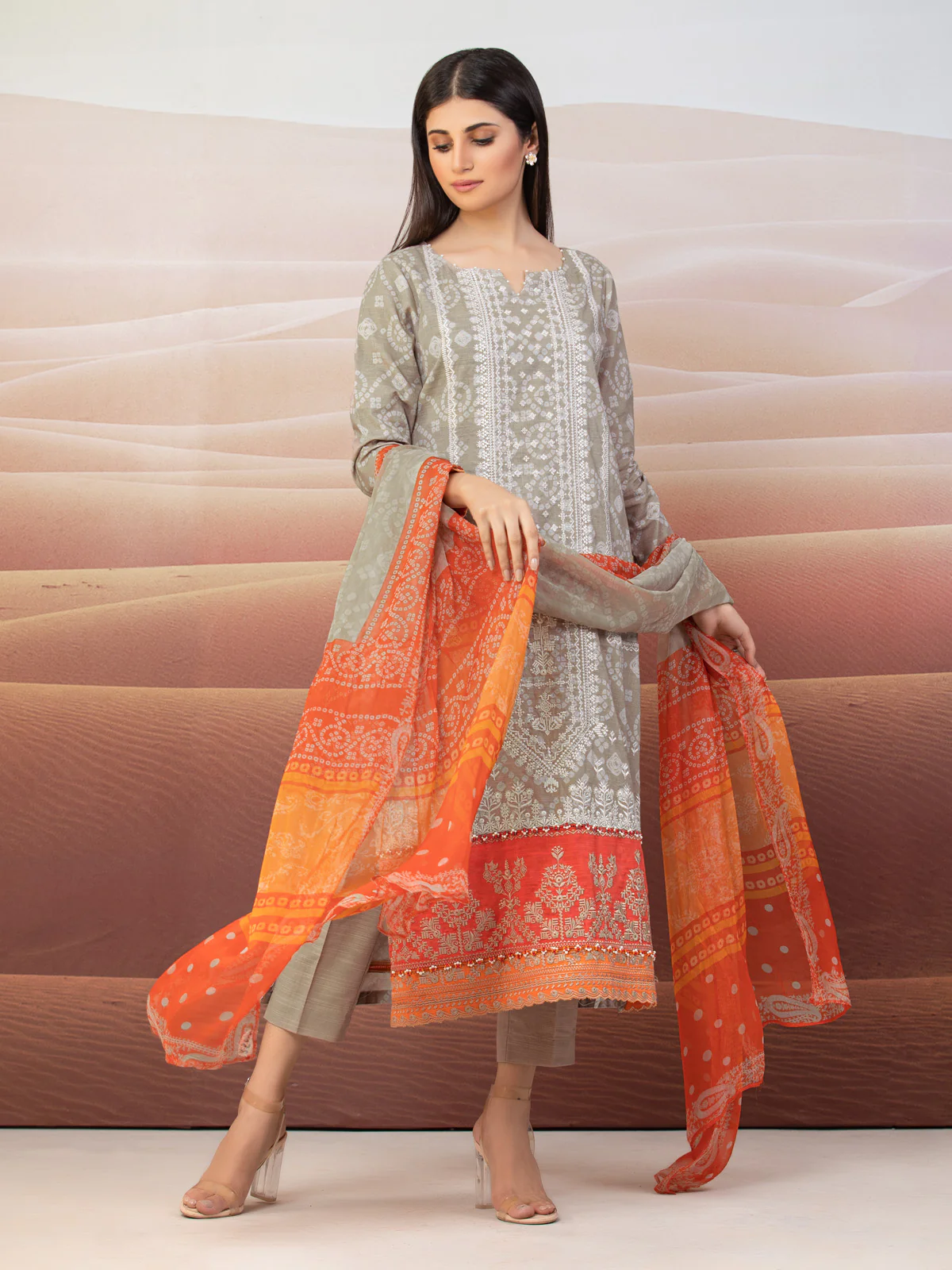 Embroidered Khaddar Suit - EWU22V12-25006XXL - Image 5