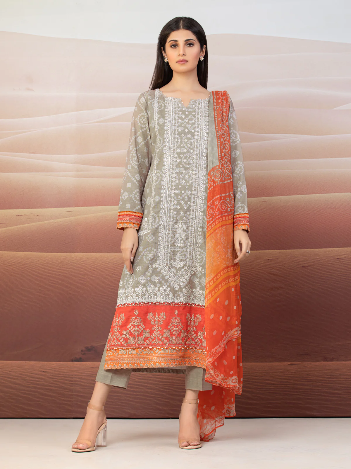 Embroidered Khaddar Suit - EWU22V12-25006XXL - Image 6