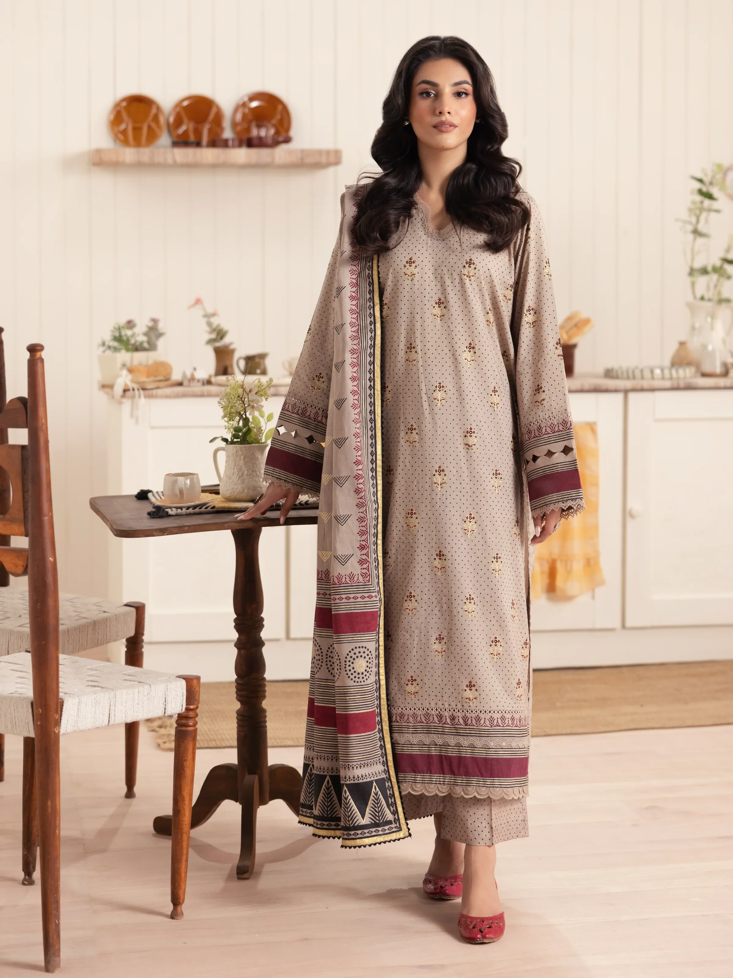 Block Print Cambric Suit - EWU24M1-054