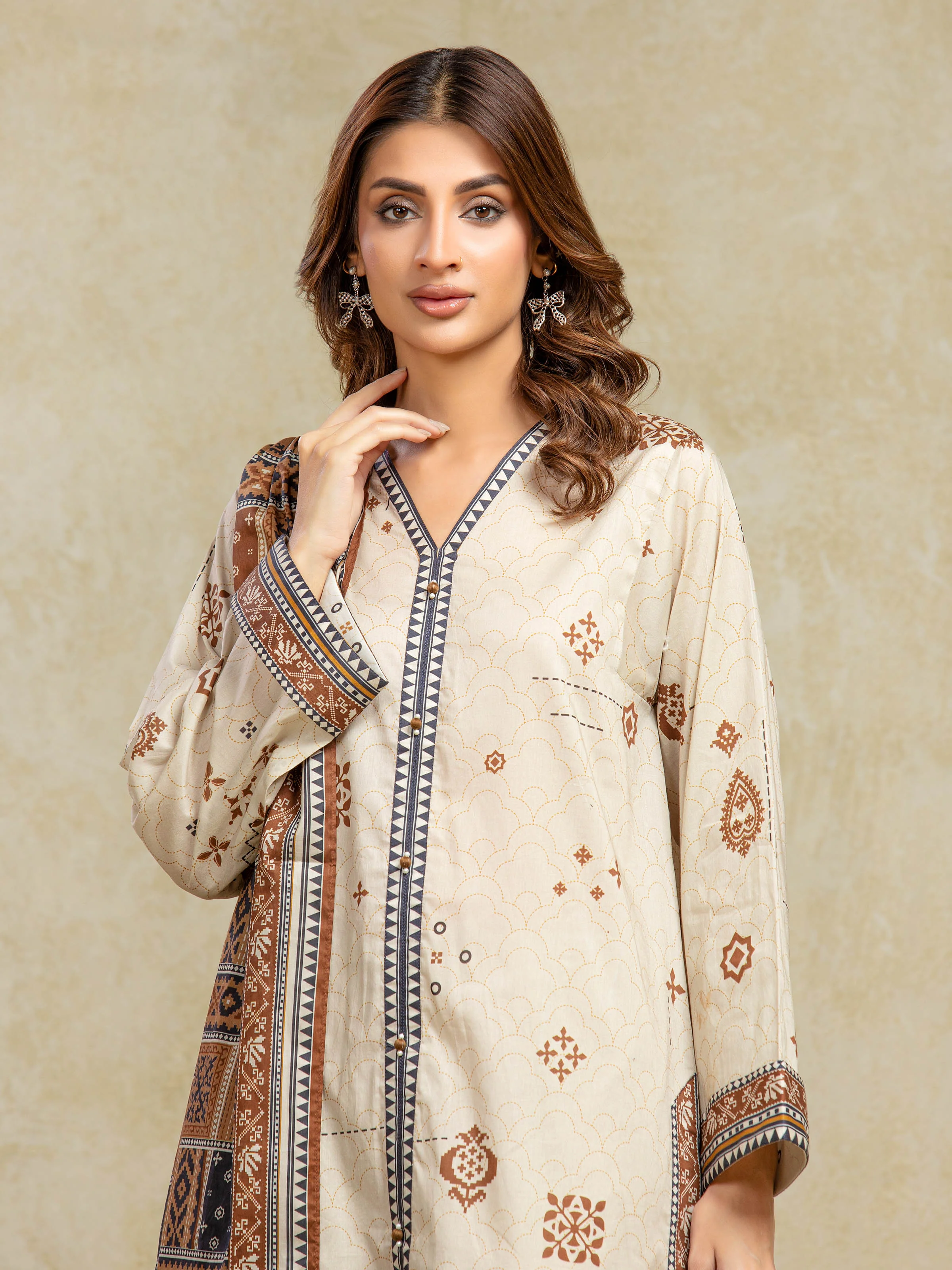 Printed Khaddar Suit - EWU5A3-35995-3P - Image 2