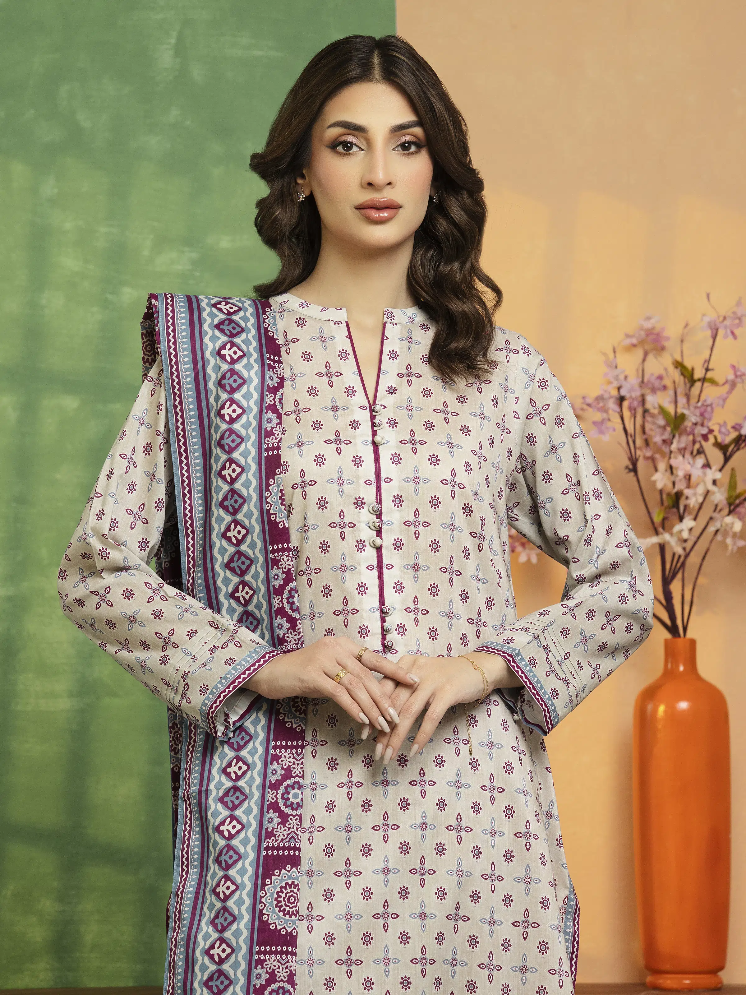 Printed Lawn Suit - EWU5A1-35245-3P - Image 3
