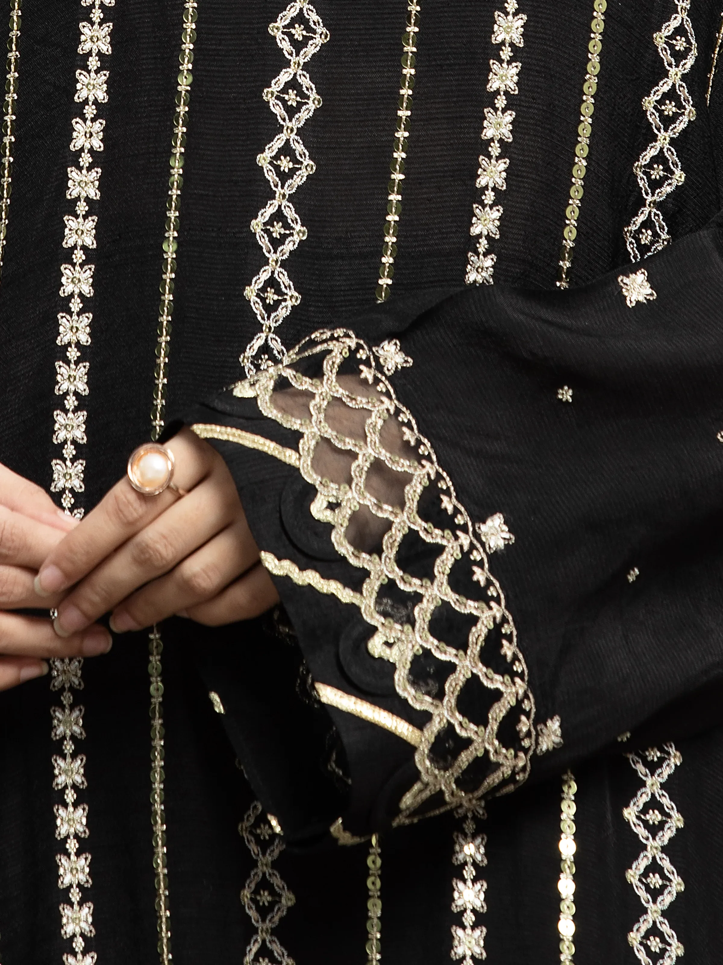 Embroidered Raw Silk Suit - EWU24V16-30285-3P - Image 5