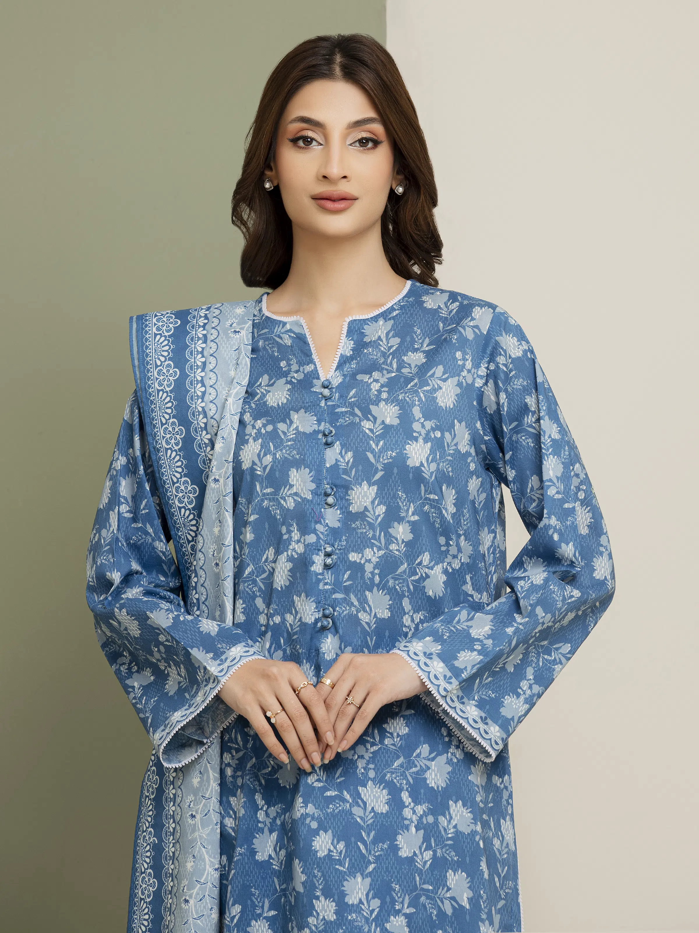 Printed Lawn Suit - EWU5A1-35088-3P - Image 4