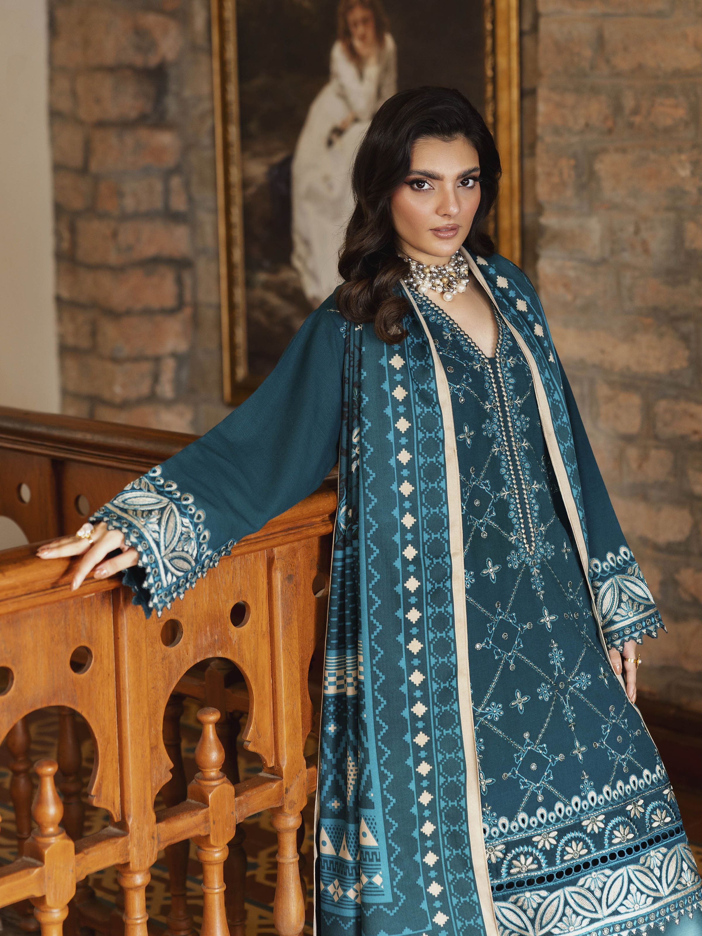 Embroidered Khaddar Suit - EWU5V11-32010-3P - Image 3