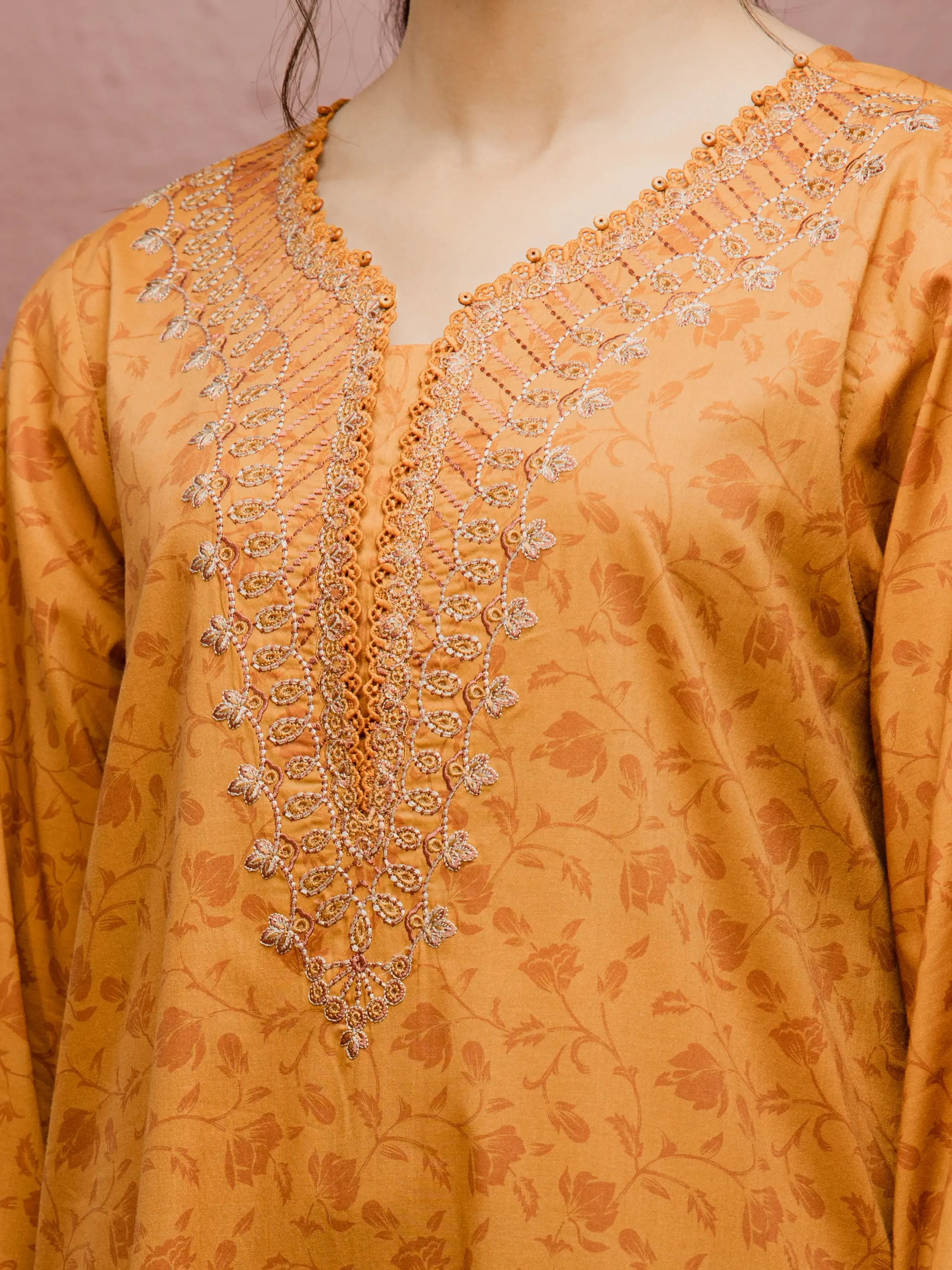 Embroidered Cambric Shirt Trouser - EWU5V2-31056ST - Image 2