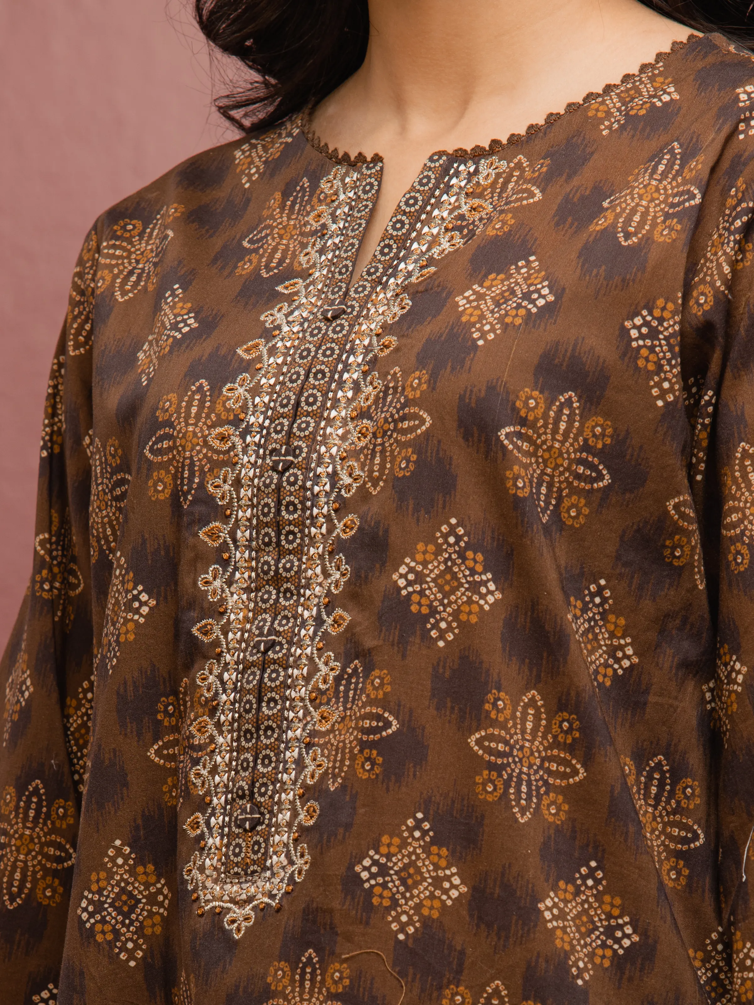 Embroidered Cambric Suit - EWU5V2-31040-3P - Image 5