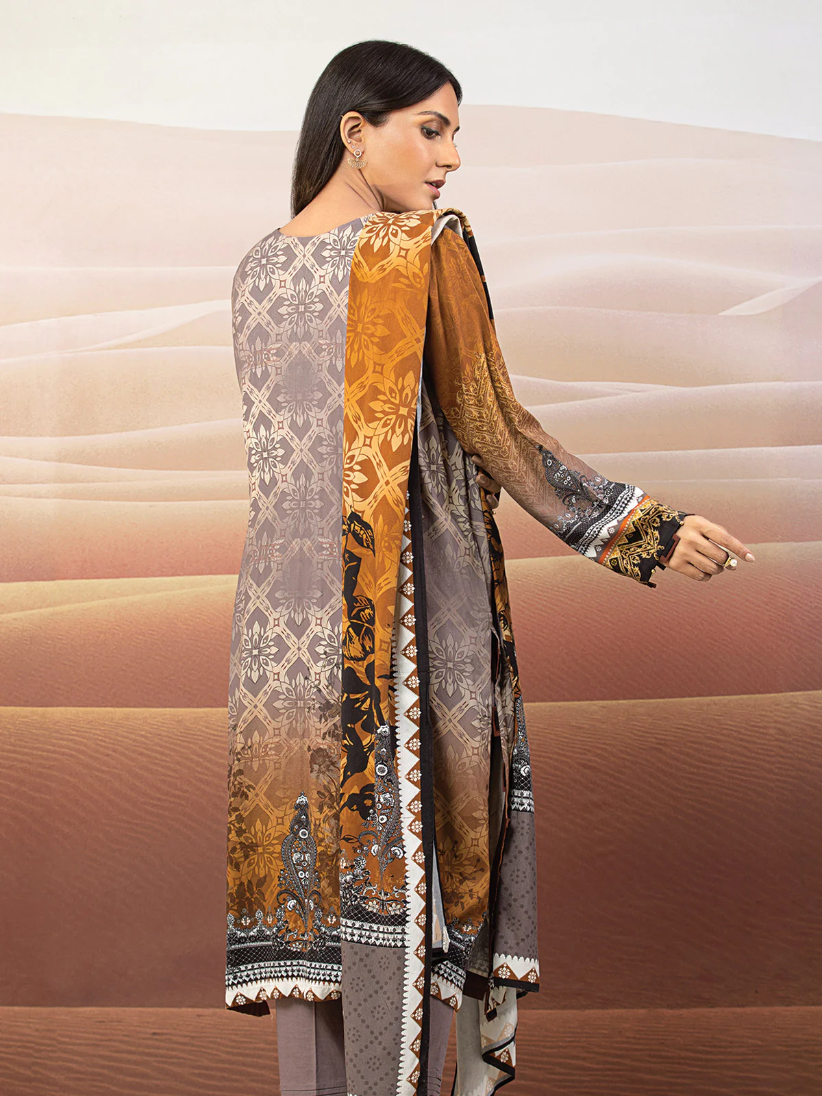 Embroidered Crepe Shirt Trouser - EWU22V10-25019ST - Image 5