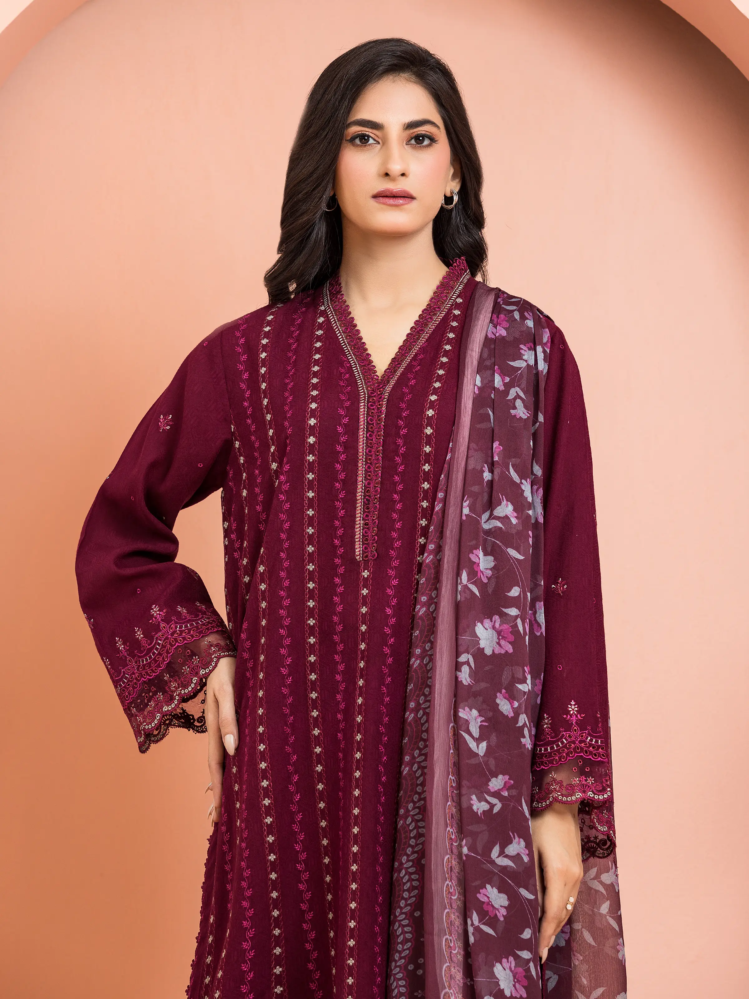 Embroidered Dobby Suit - EWU5V7-30262-3P - Image 4