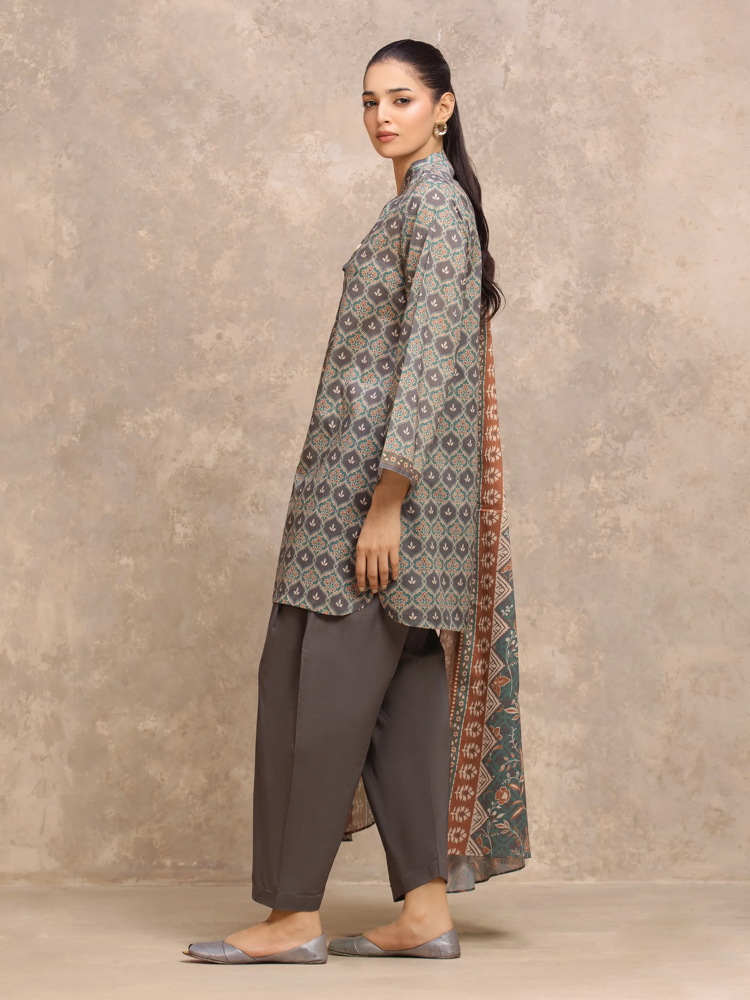 Printed Lawn Suit - EWU6A1-36555-3P - Image 5