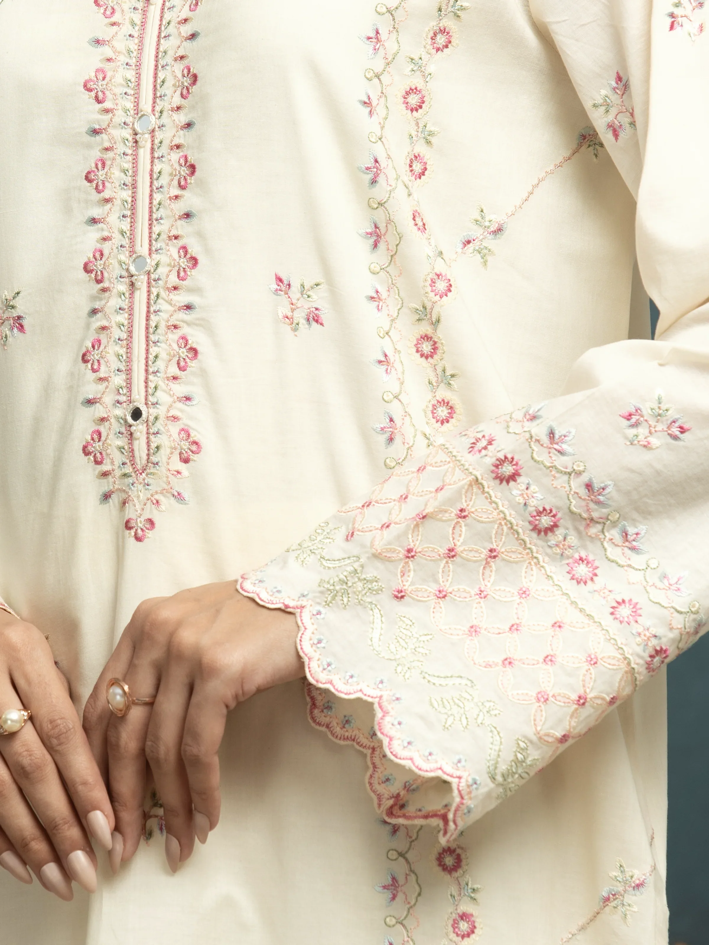Embroidered Cambric Suit - EWU24V2-31012-3P - Image 3
