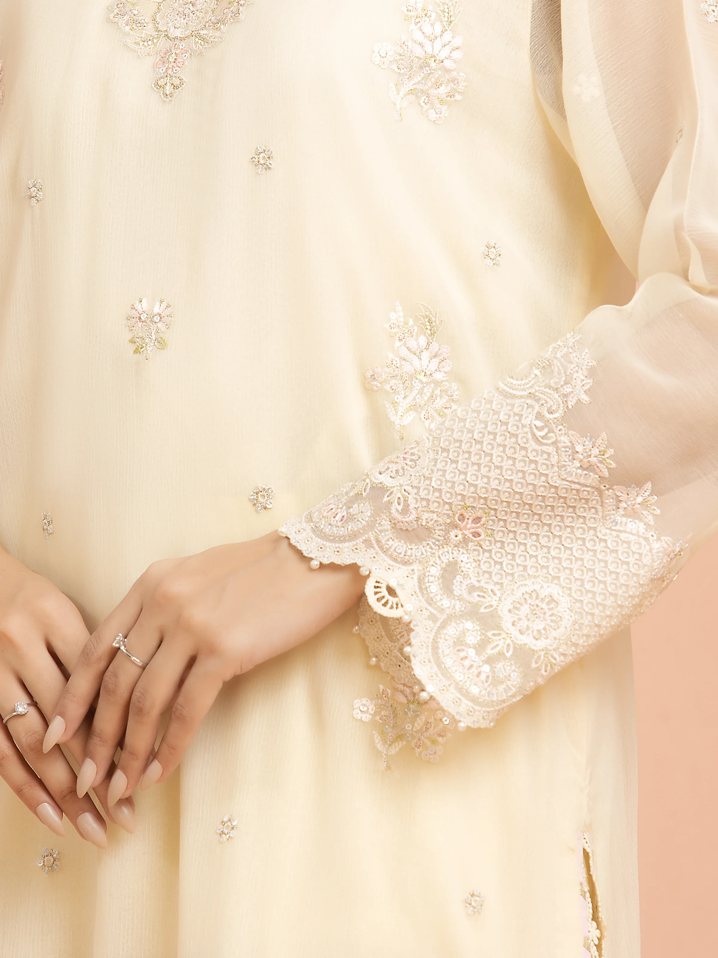 Embroidered Chiffon Suit - EWU24V5-30323-3P - Image 4