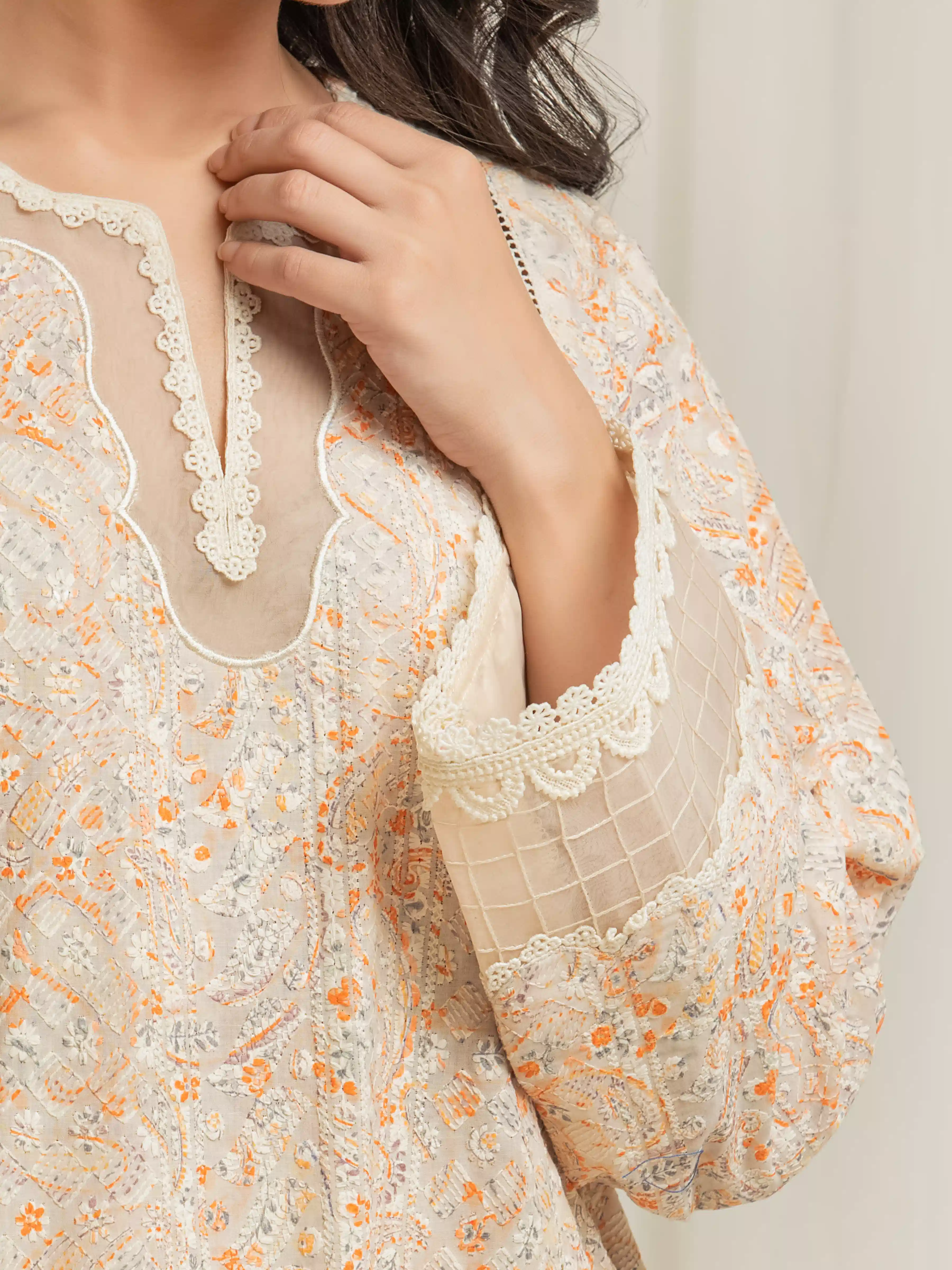 Embroidered Cambric Suit - EWU6V2-33500-3P - Image 3