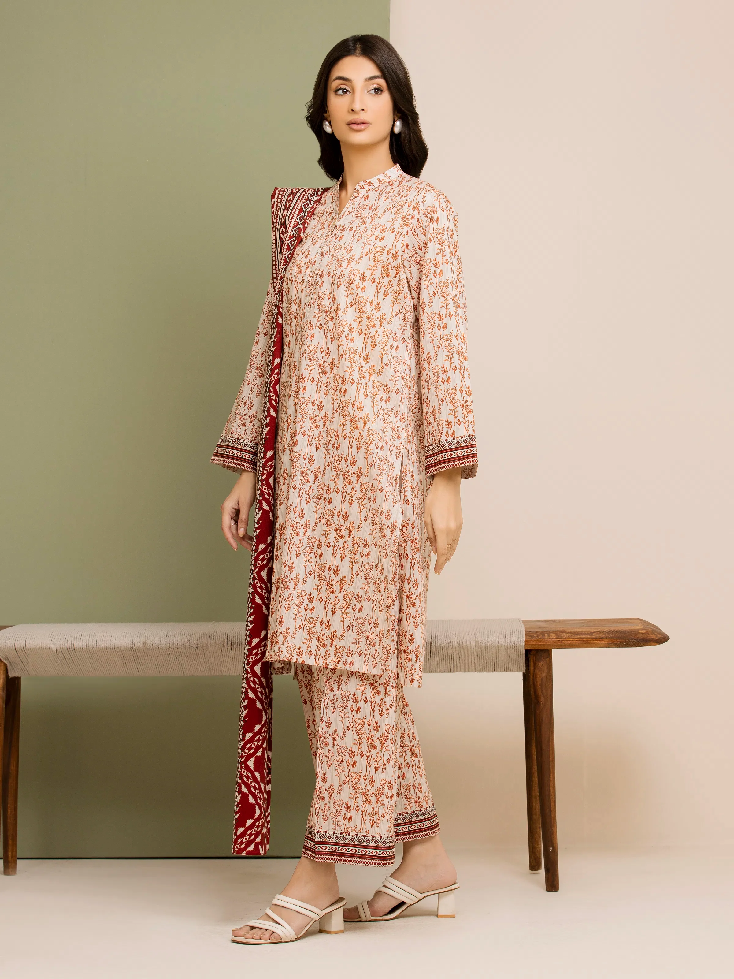 Printed Lawn Suit - EWU5A1-35145-3P - Image 3