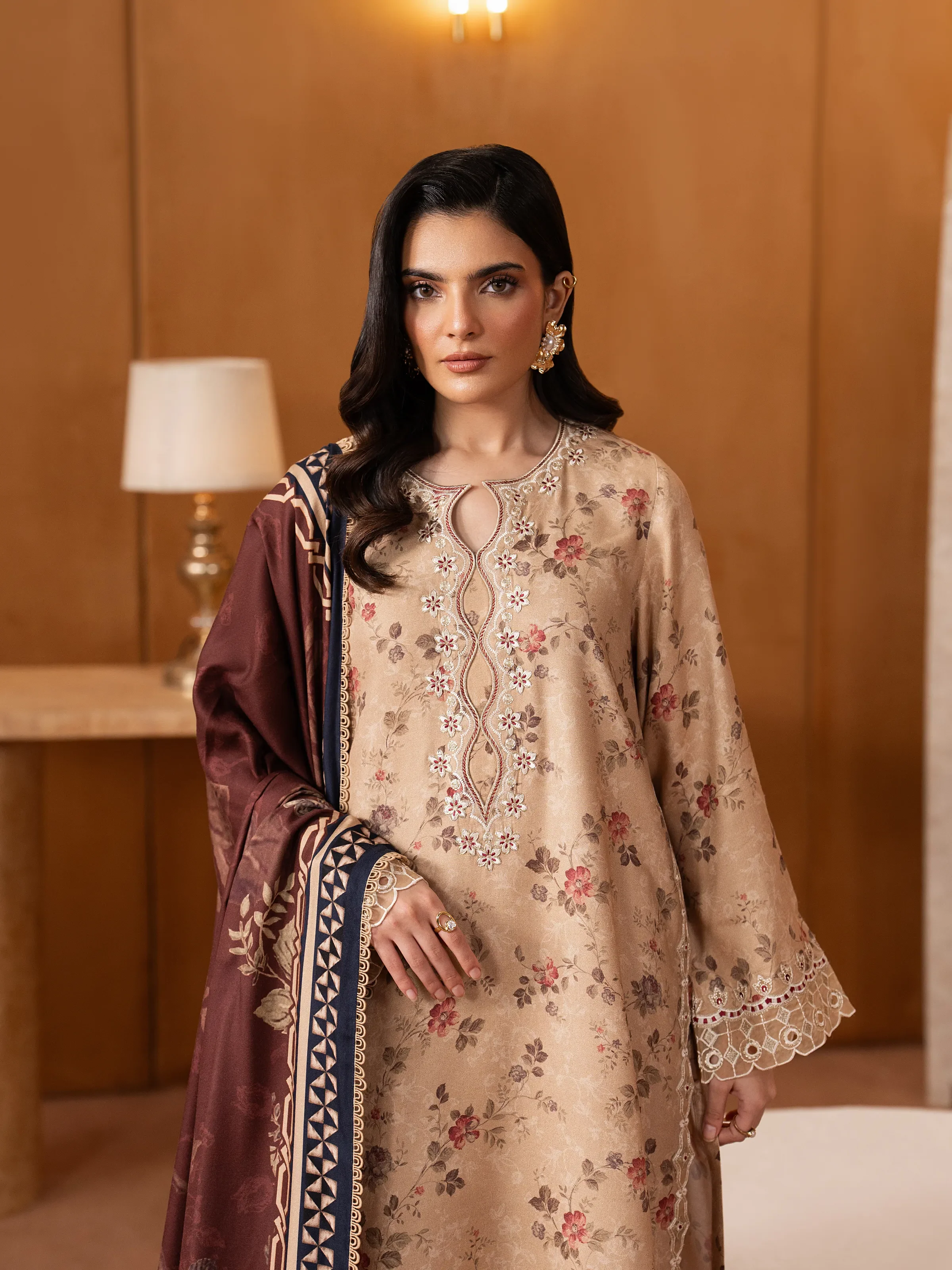 Embroidered Twill Viscose Suit - EWU5V20-32087-3P - Image 2