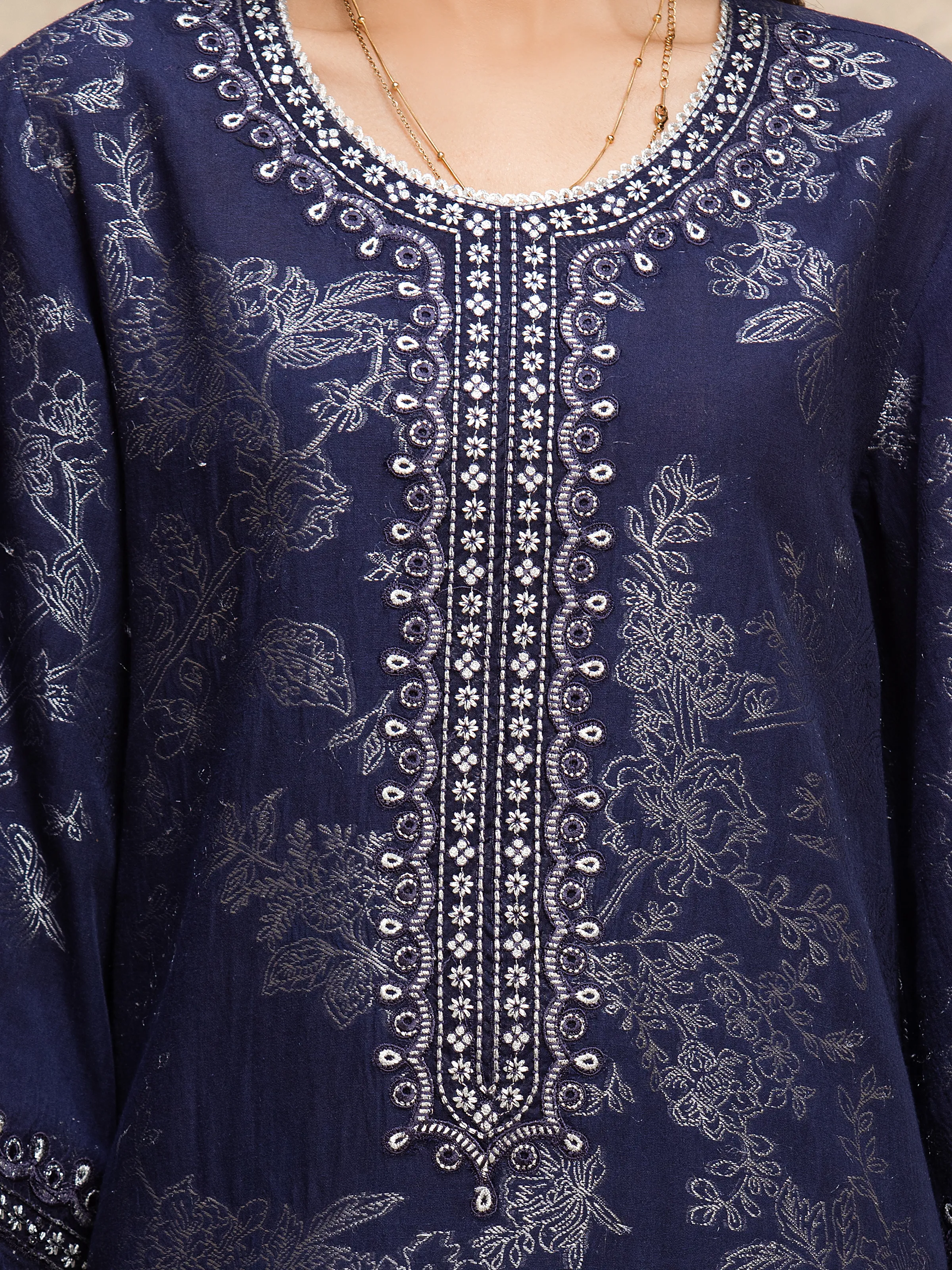 Embroidered Jacquard Suit - EWU5V3-31852-3P - Image 3