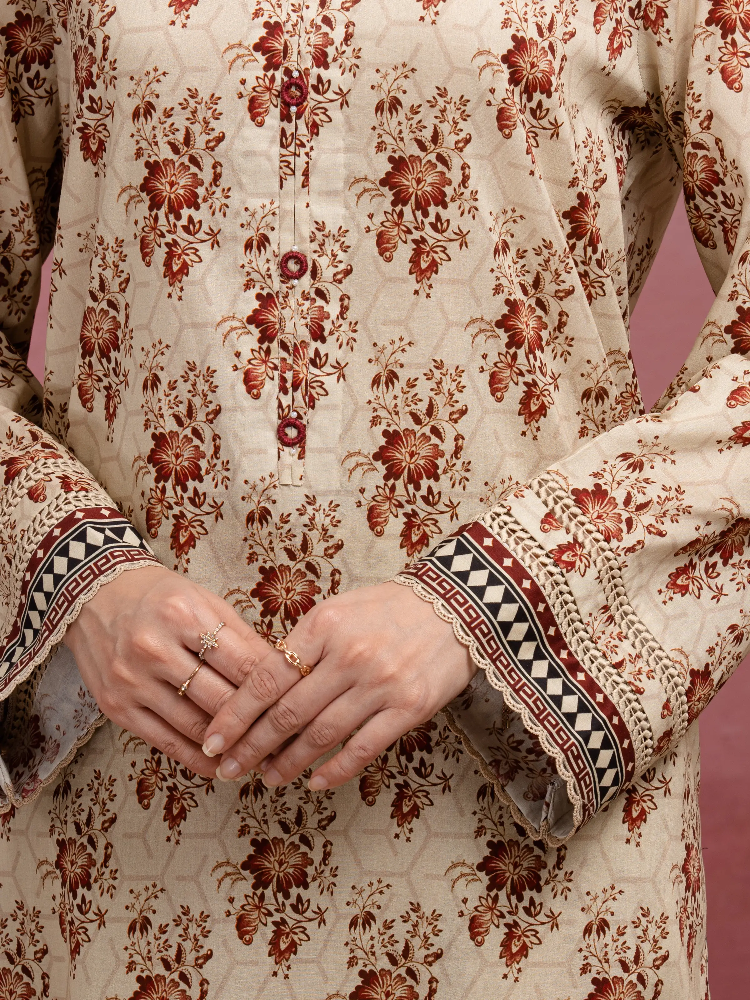 Printed Lawn Suit - EWU5A1-35047-3P - Image 4