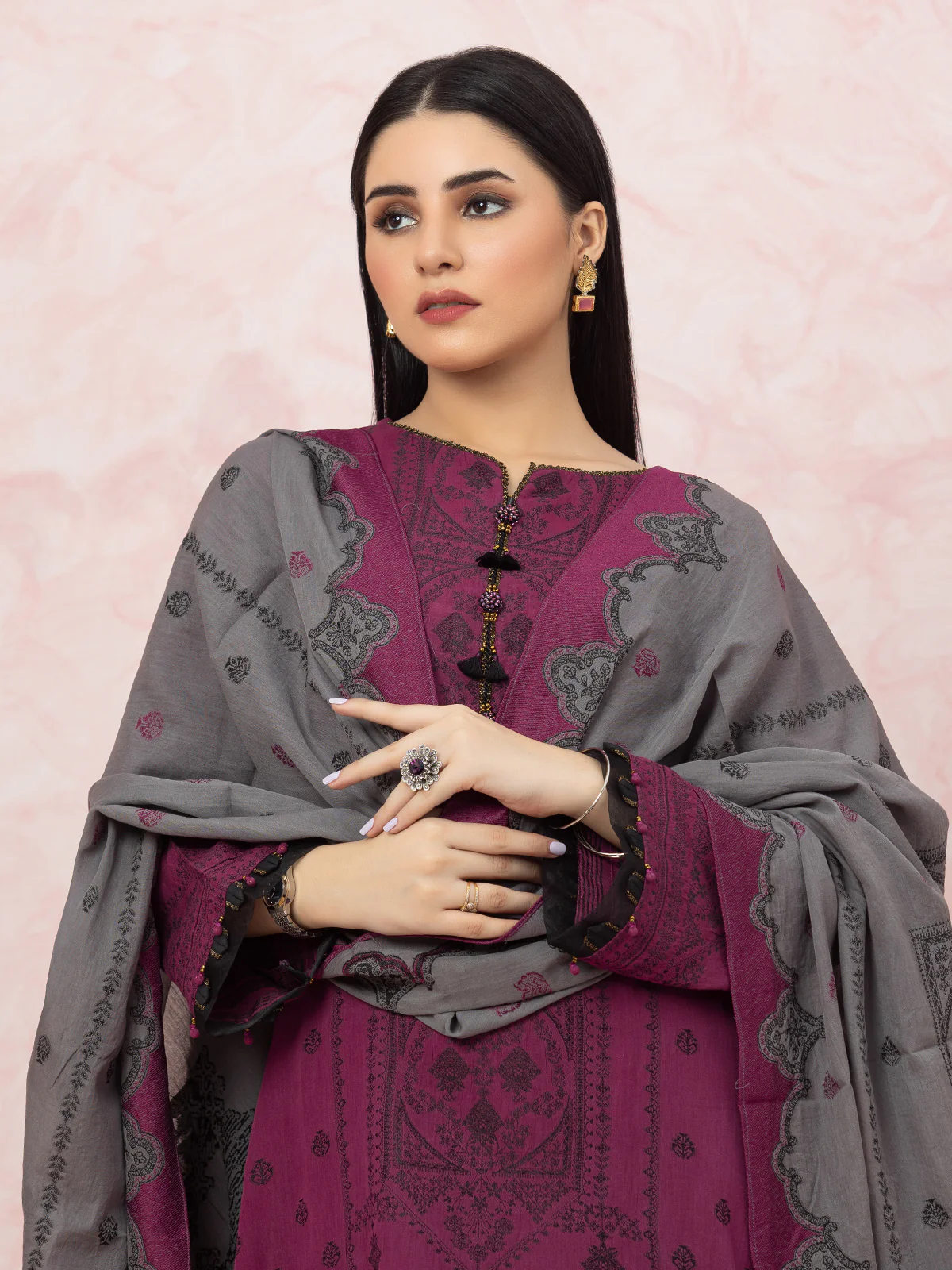 Embroidered Jacquard Suit - EWU24V3-26620-3P - Image 4