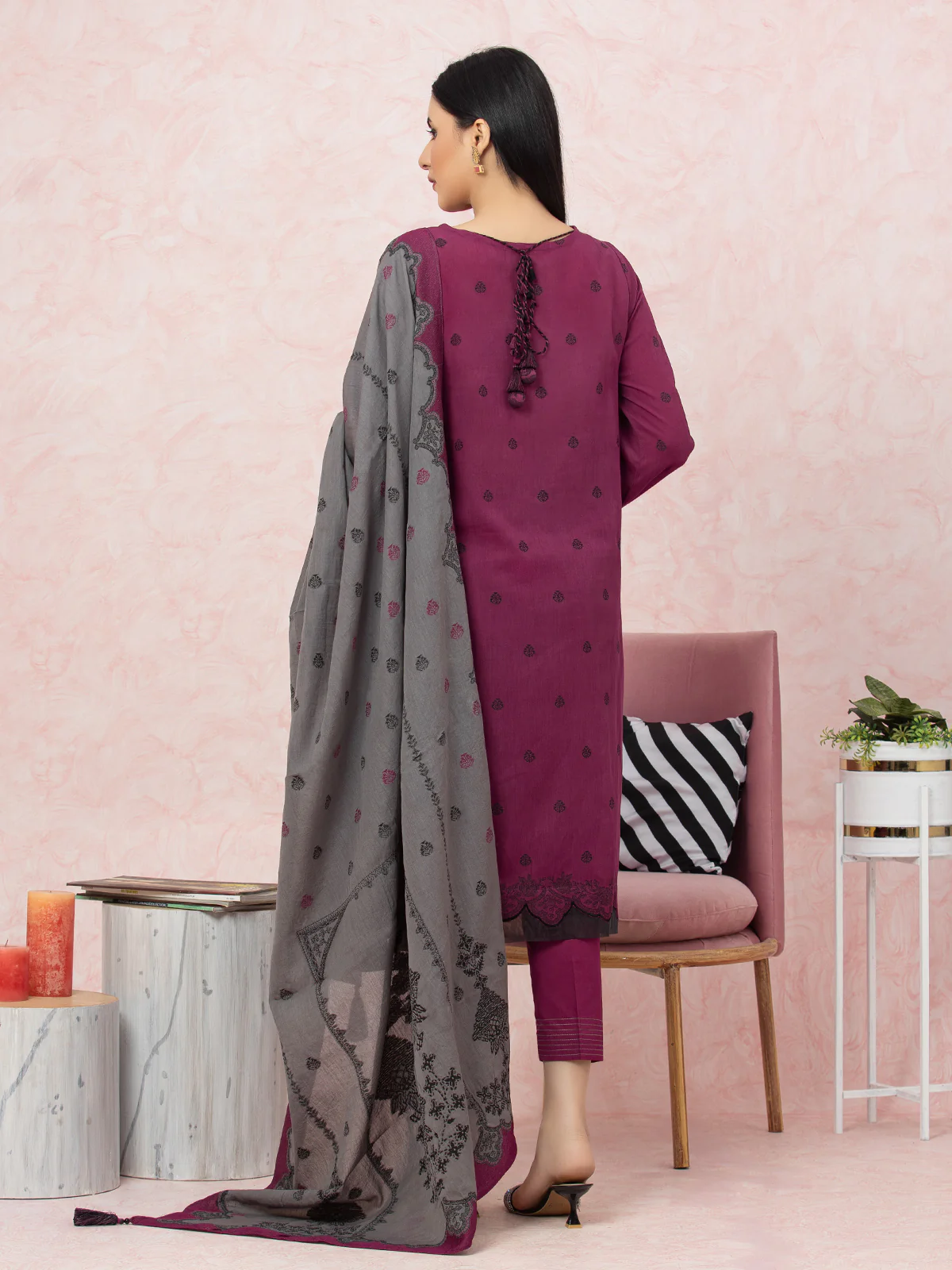 Embroidered Jacquard Suit - EWU24V3-26620-3P - Image 7
