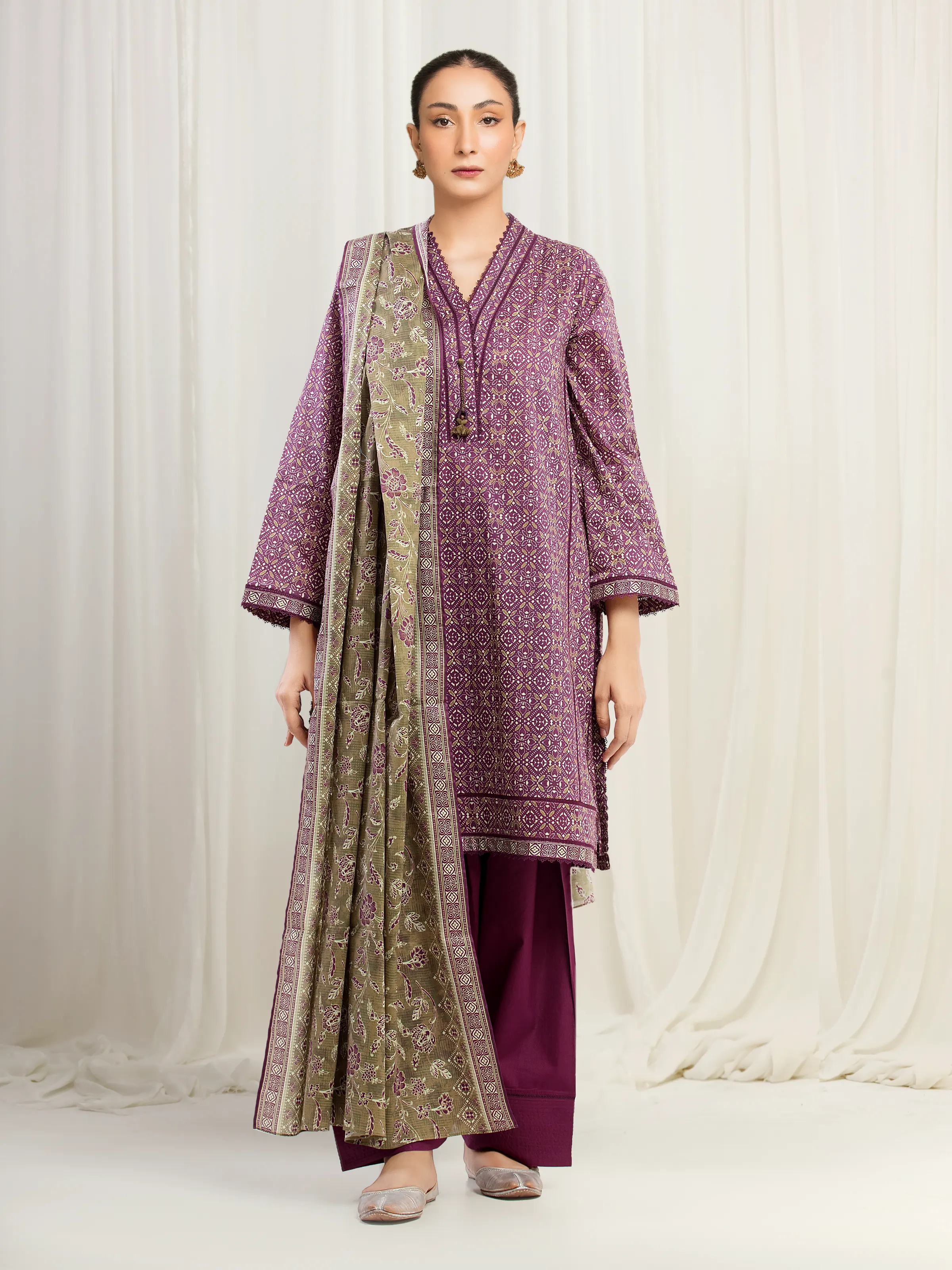 Printed Khaddar Suit - EWU5A3-36016-3P