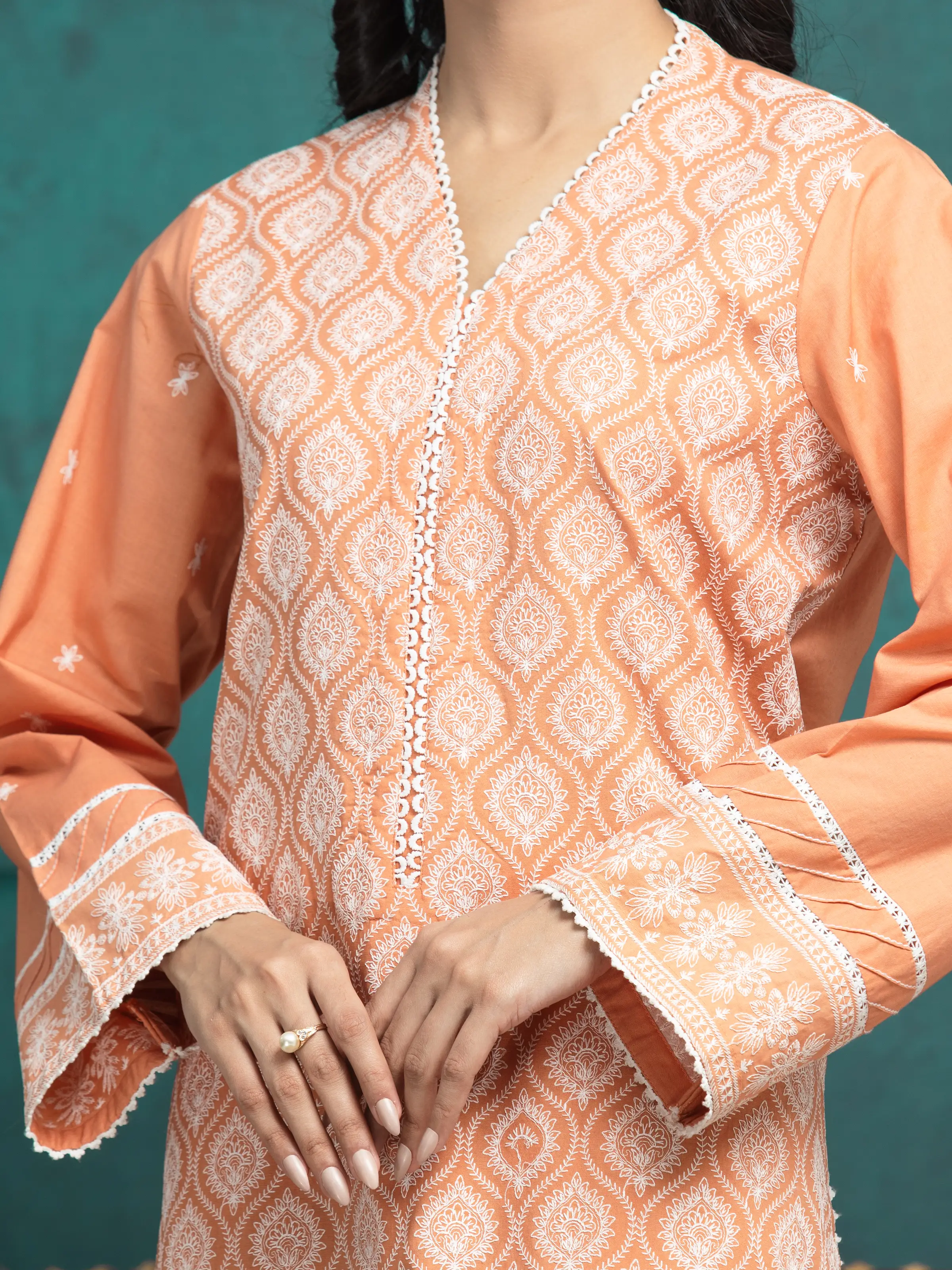 Embroidered Cambric Suit - EWU24V2-31013-3P - Image 4