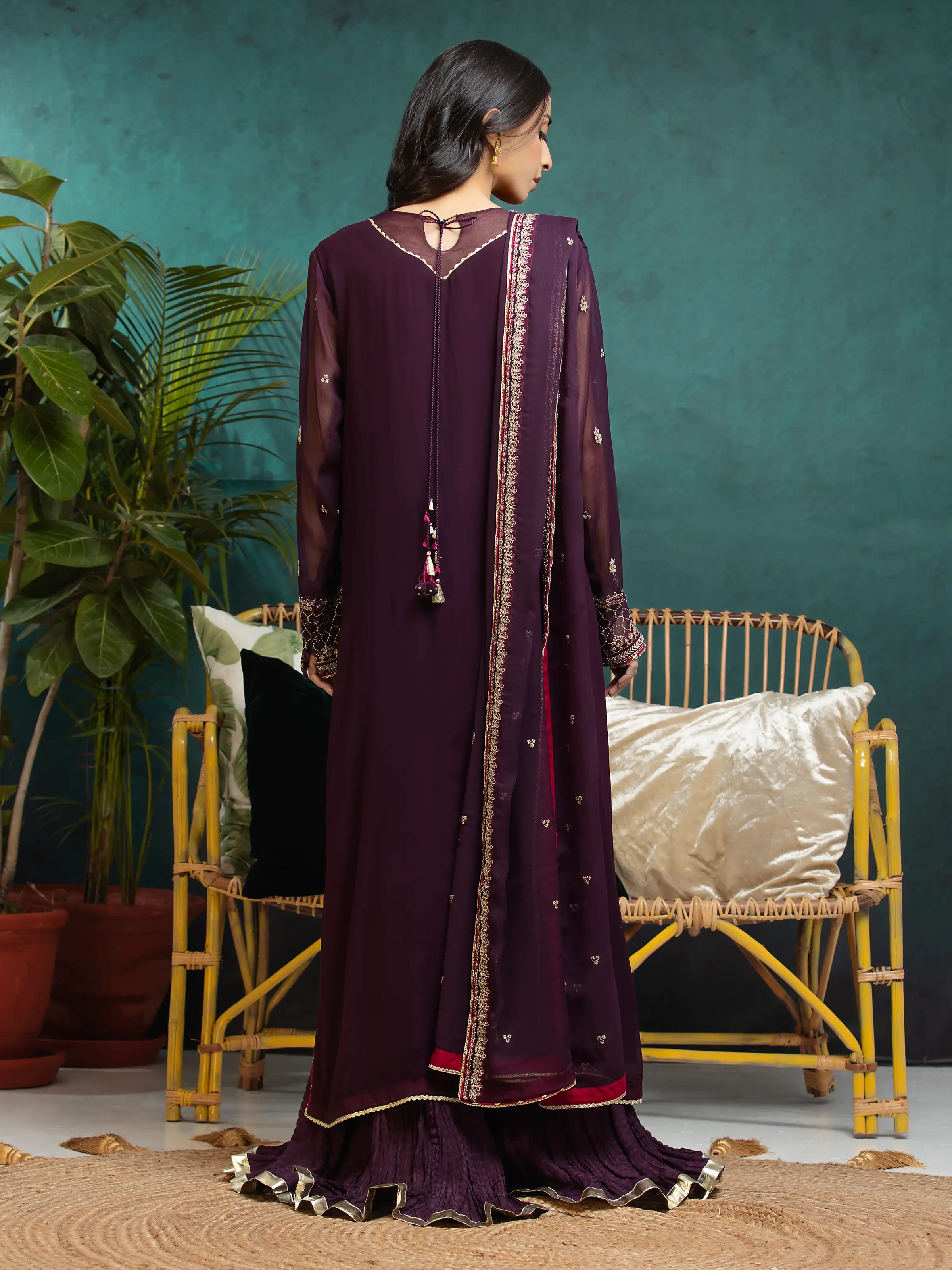 Embroidered Chiffon Shirt Trouser - EWU24V5-30328ST - Image 2