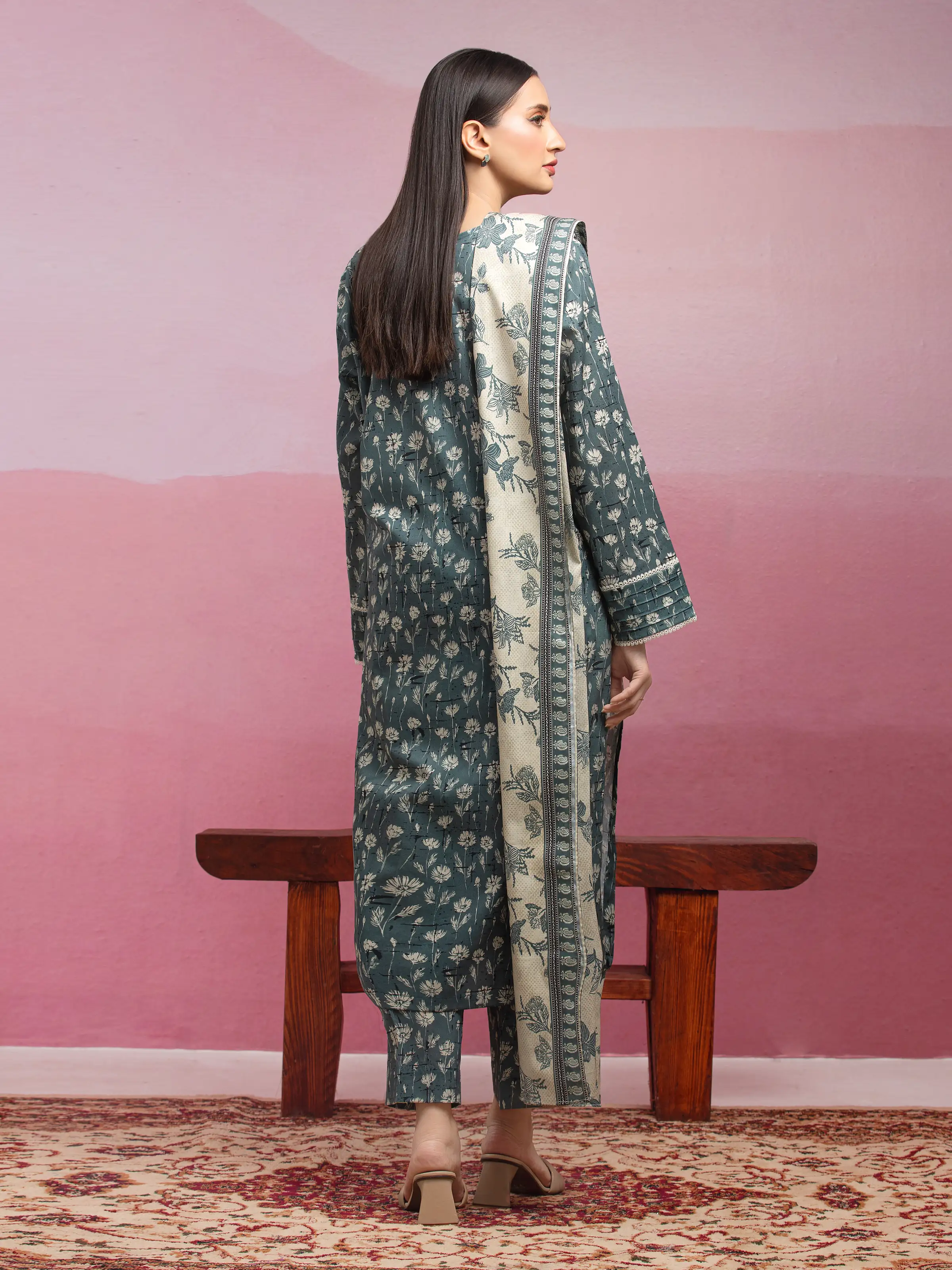 Printed Lawn Suit - EWU5A1-35054-3P - Image 2