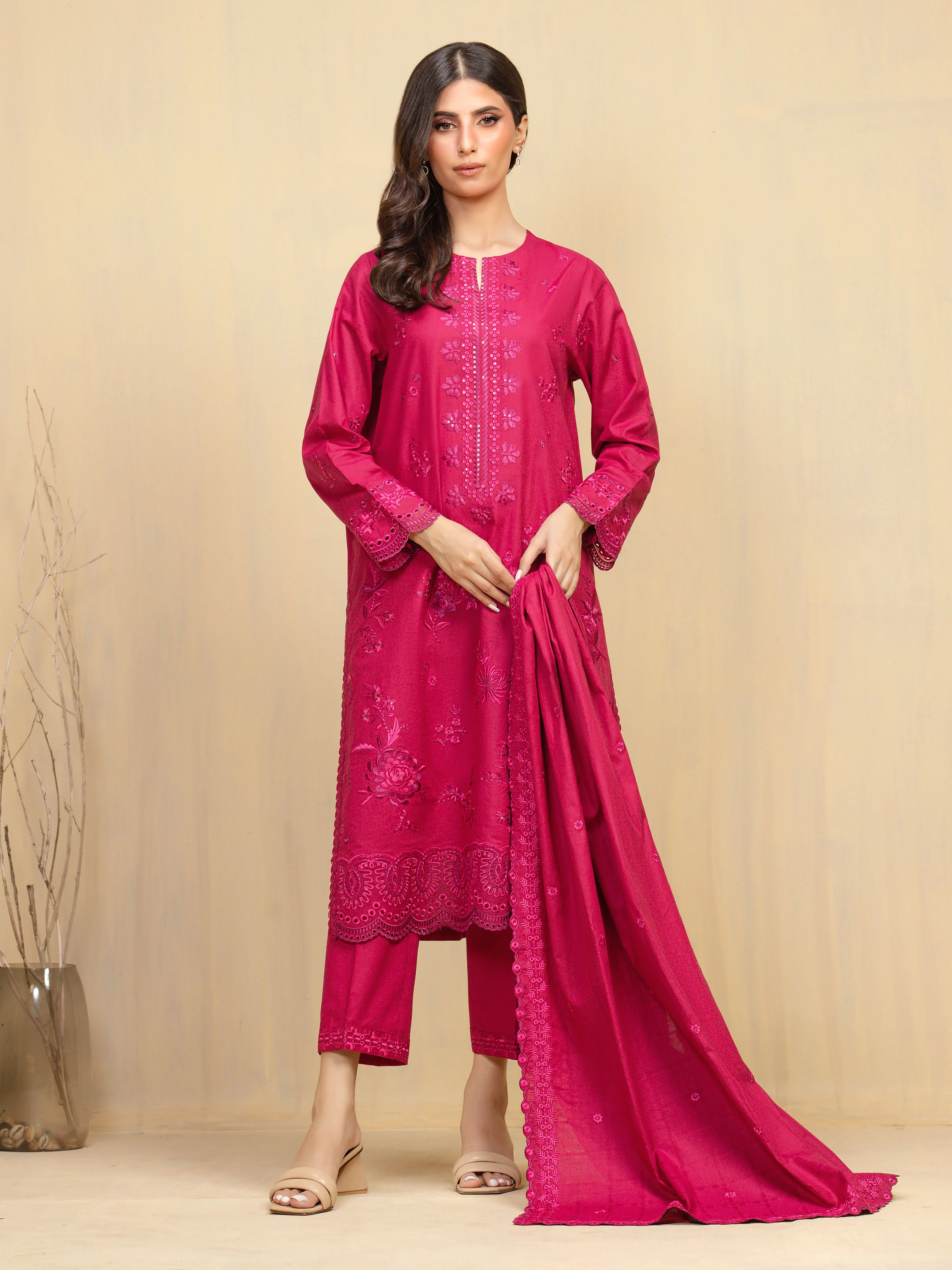 Embroidered Jacquard Suit - EWU5V3-31158-3P