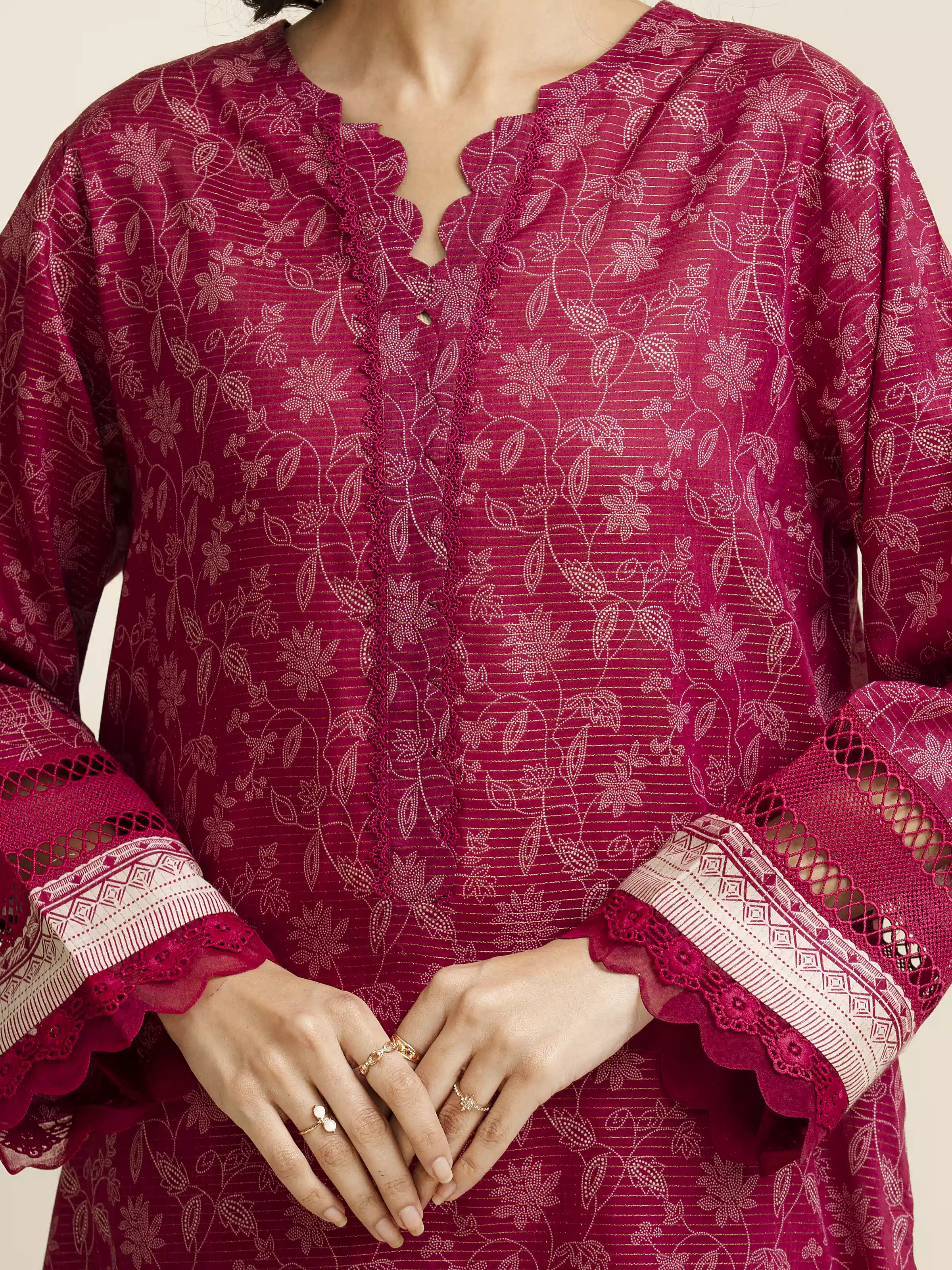 Printed Zari Lawn Suit - EWU5M6-013-3P - Image 4