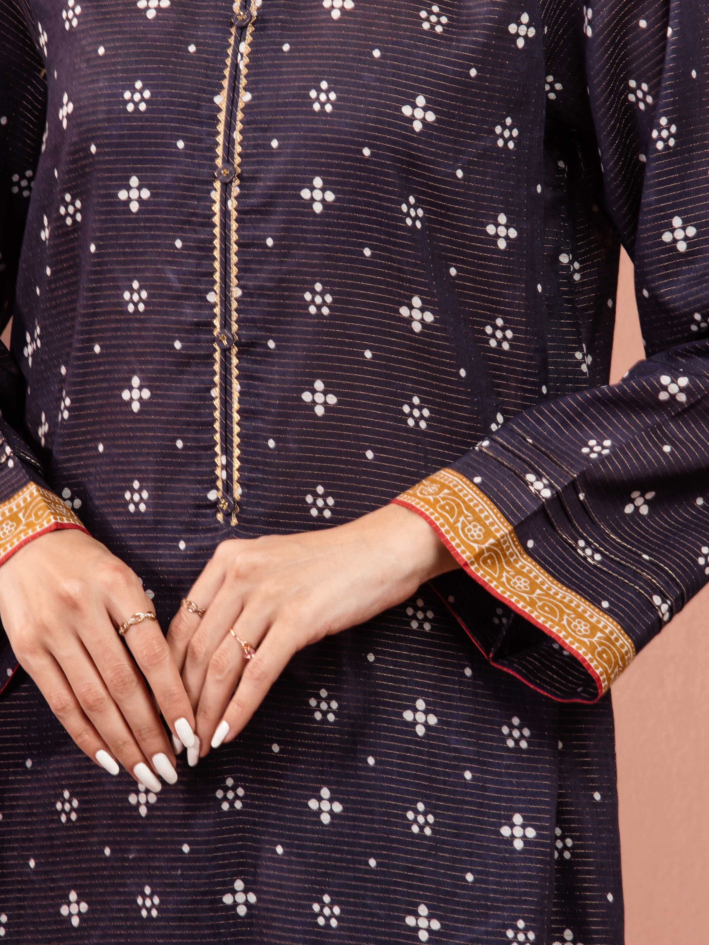 Printed Zari Lawn Suit - EWU5M6-016-3P - Image 4