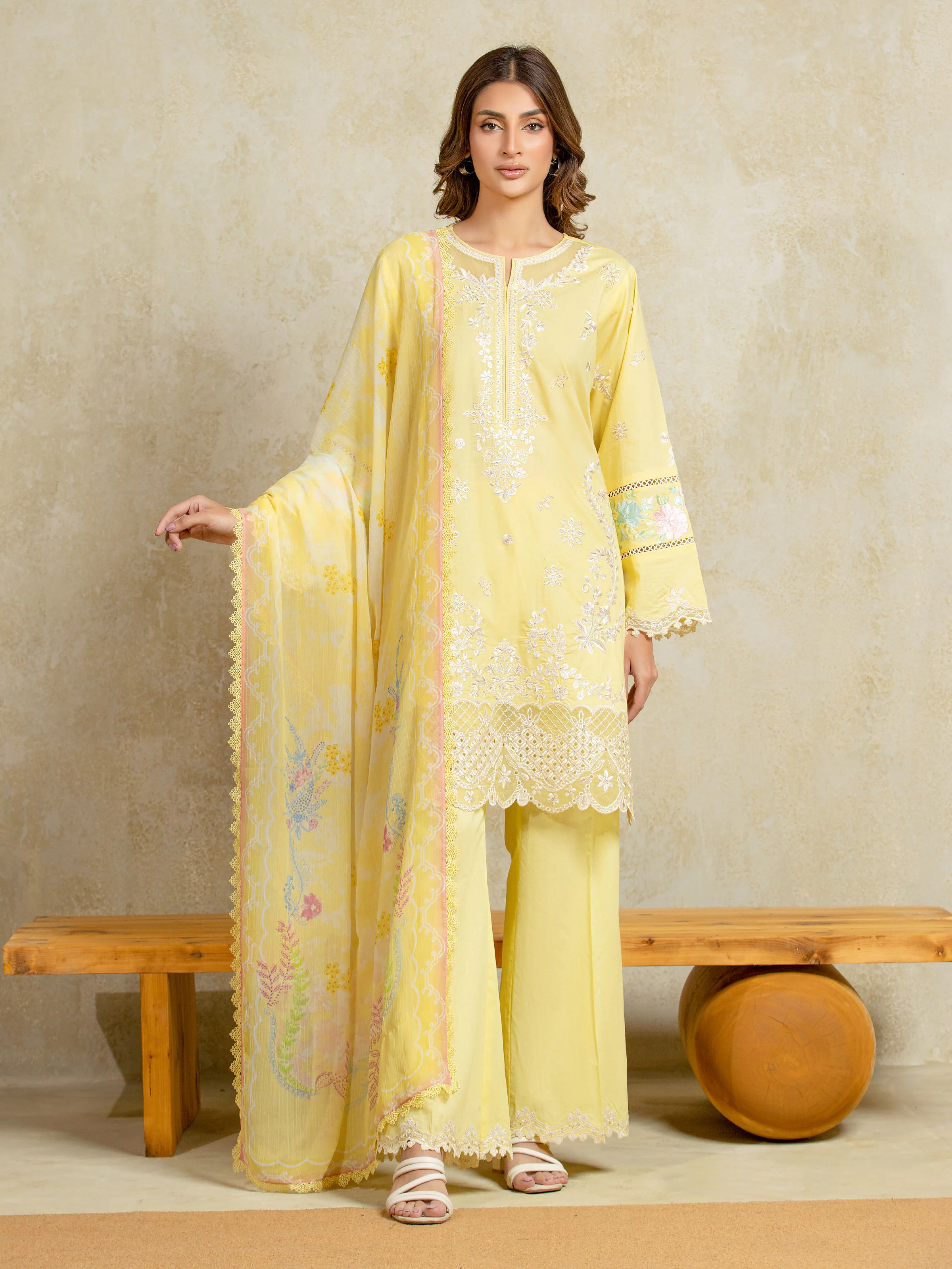 Embroidered Cambric Shirt Trouser - EWU5V2-31802ST