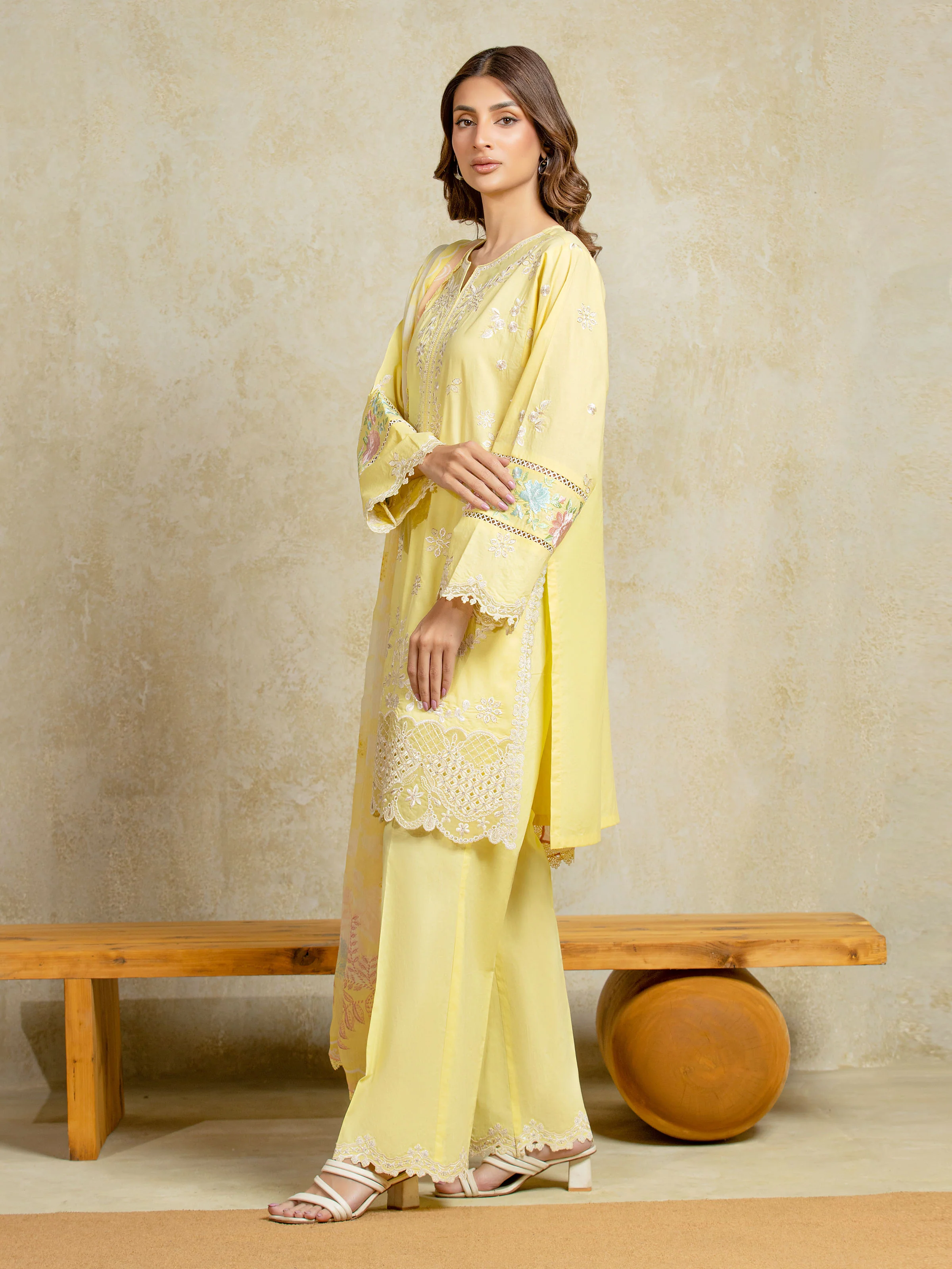 Embroidered Cambric Shirt Trouser - EWU5V2-31802ST - Image 5