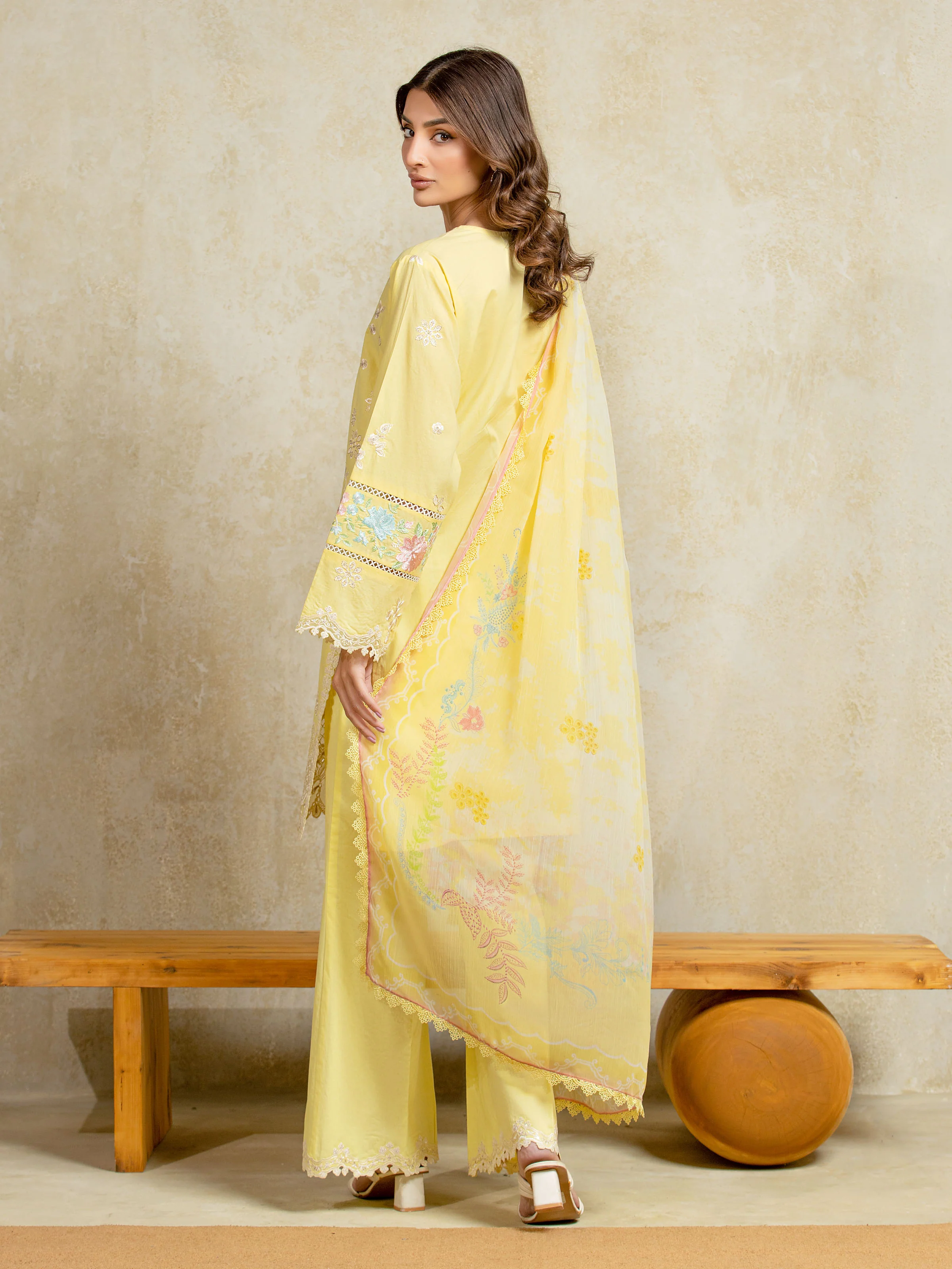 Embroidered Cambric Shirt Trouser - EWU5V2-31802ST - Image 6