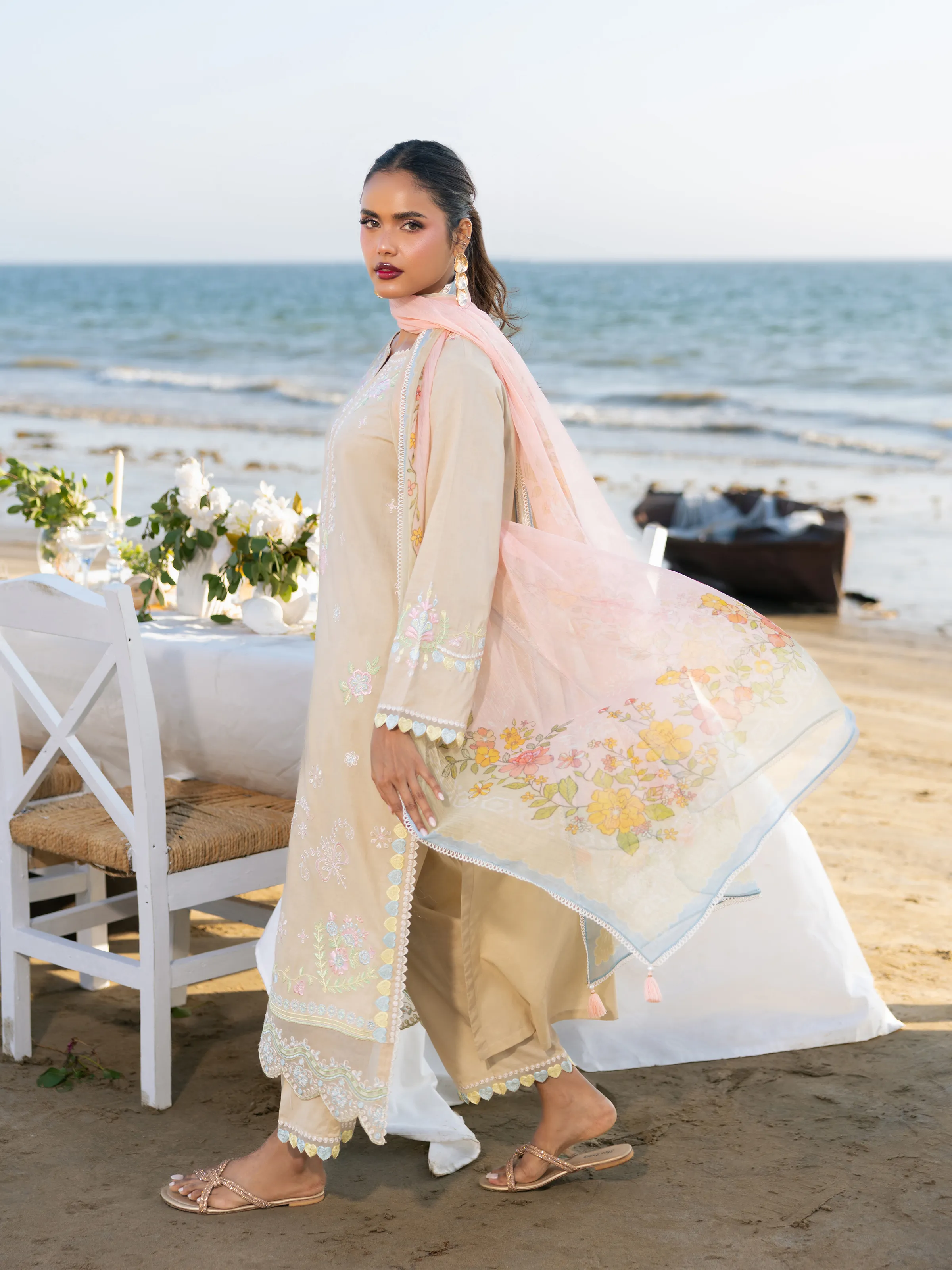 Embroidered Cambric Suit - EWU6V2-33446-3P - Image 6
