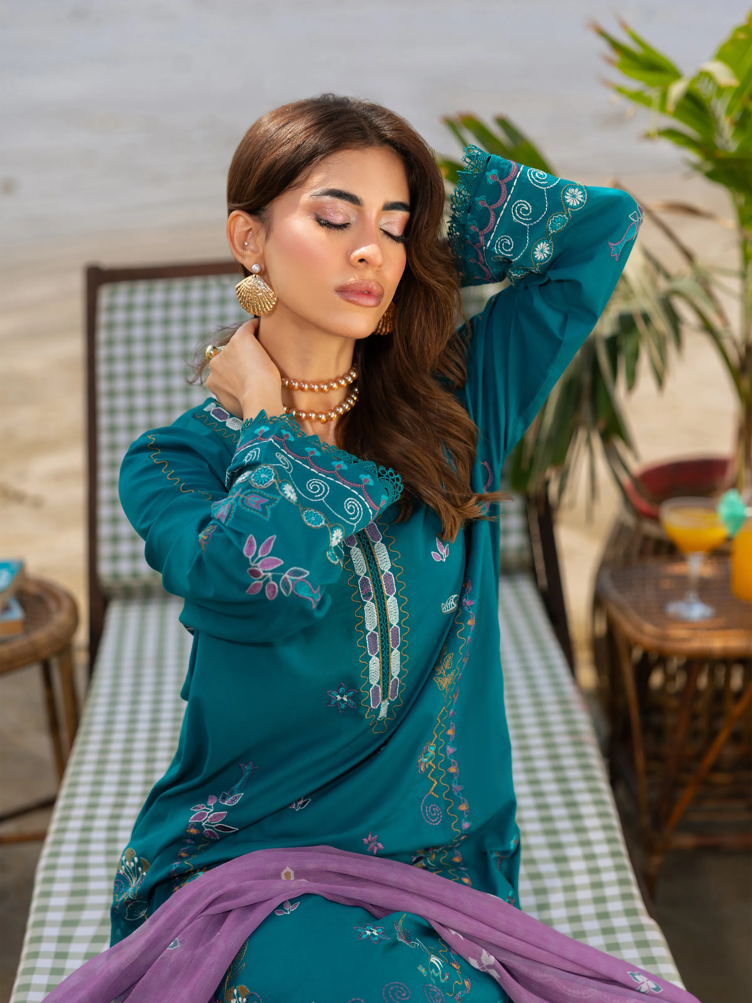 Embroidered Cambric Suit - EWU6V2-33450-3P - Image 2