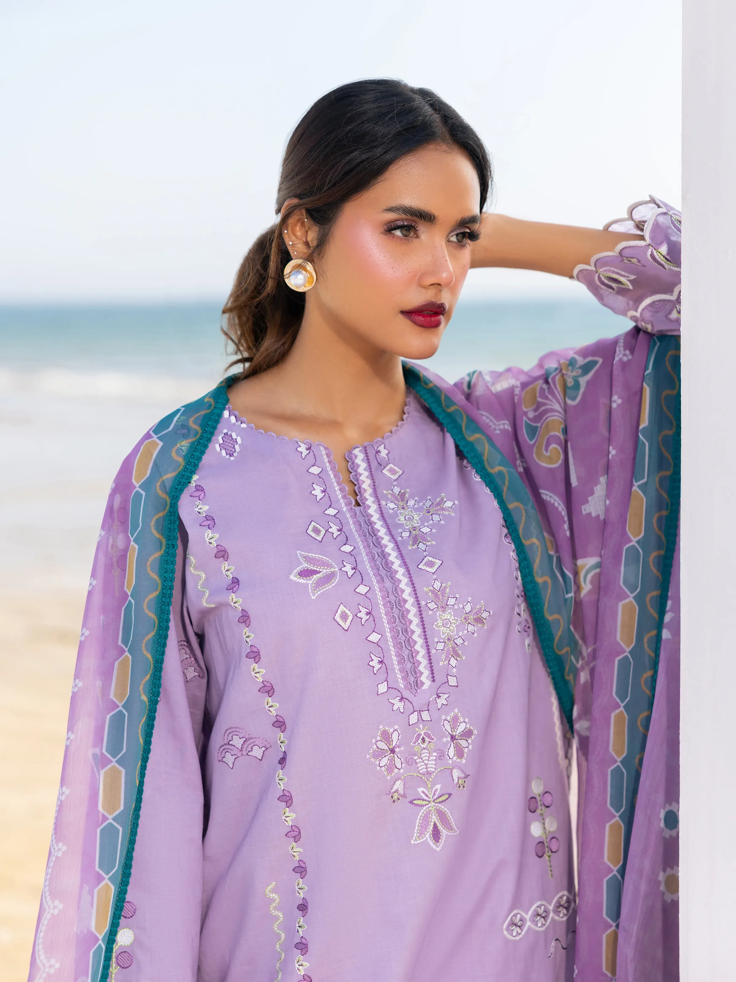 Embroidered Cambric Suit - EWU6V2-33451-3P - Image 2