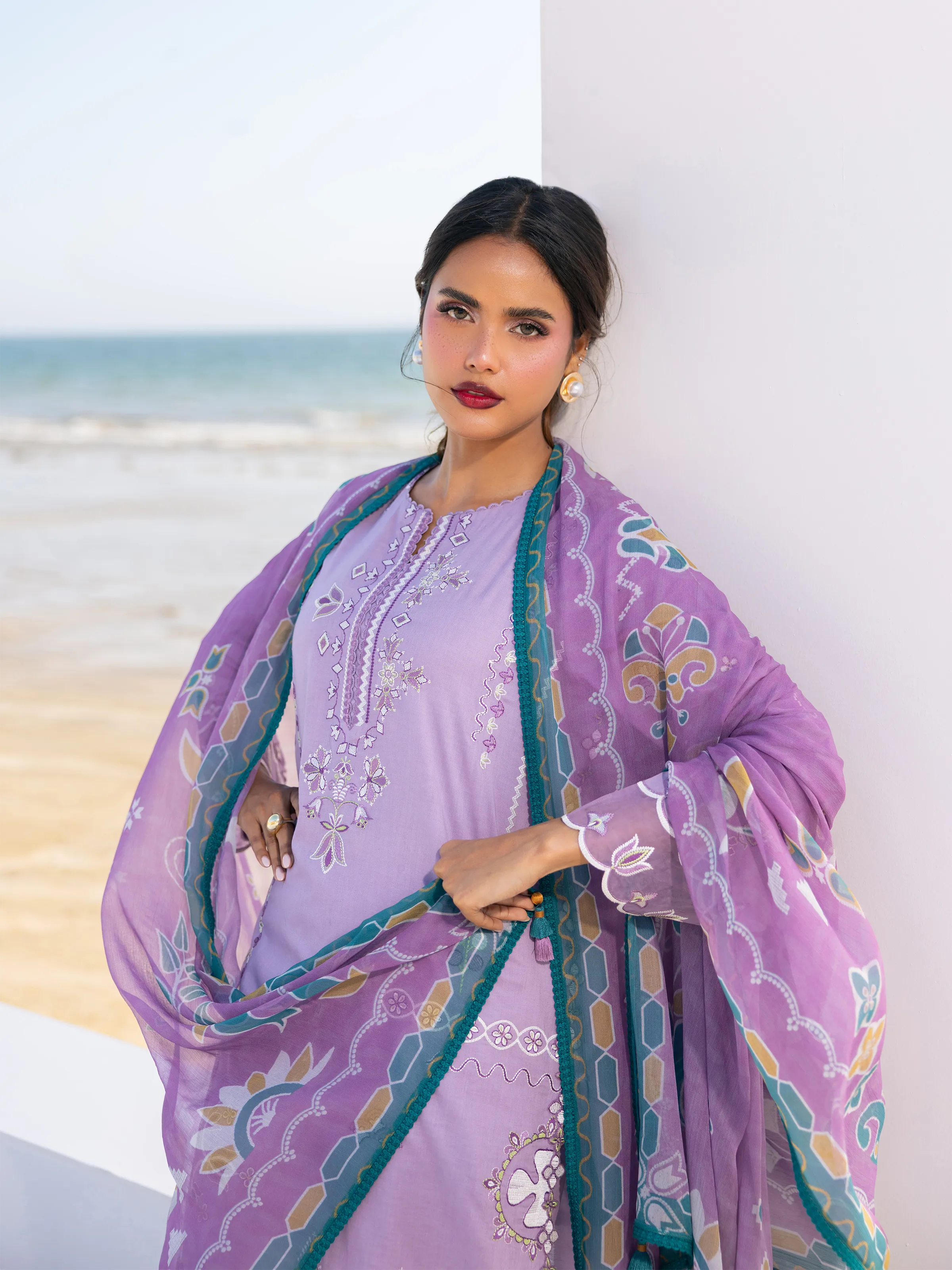 Embroidered Cambric Suit - EWU6V2-33451-3P - Image 4