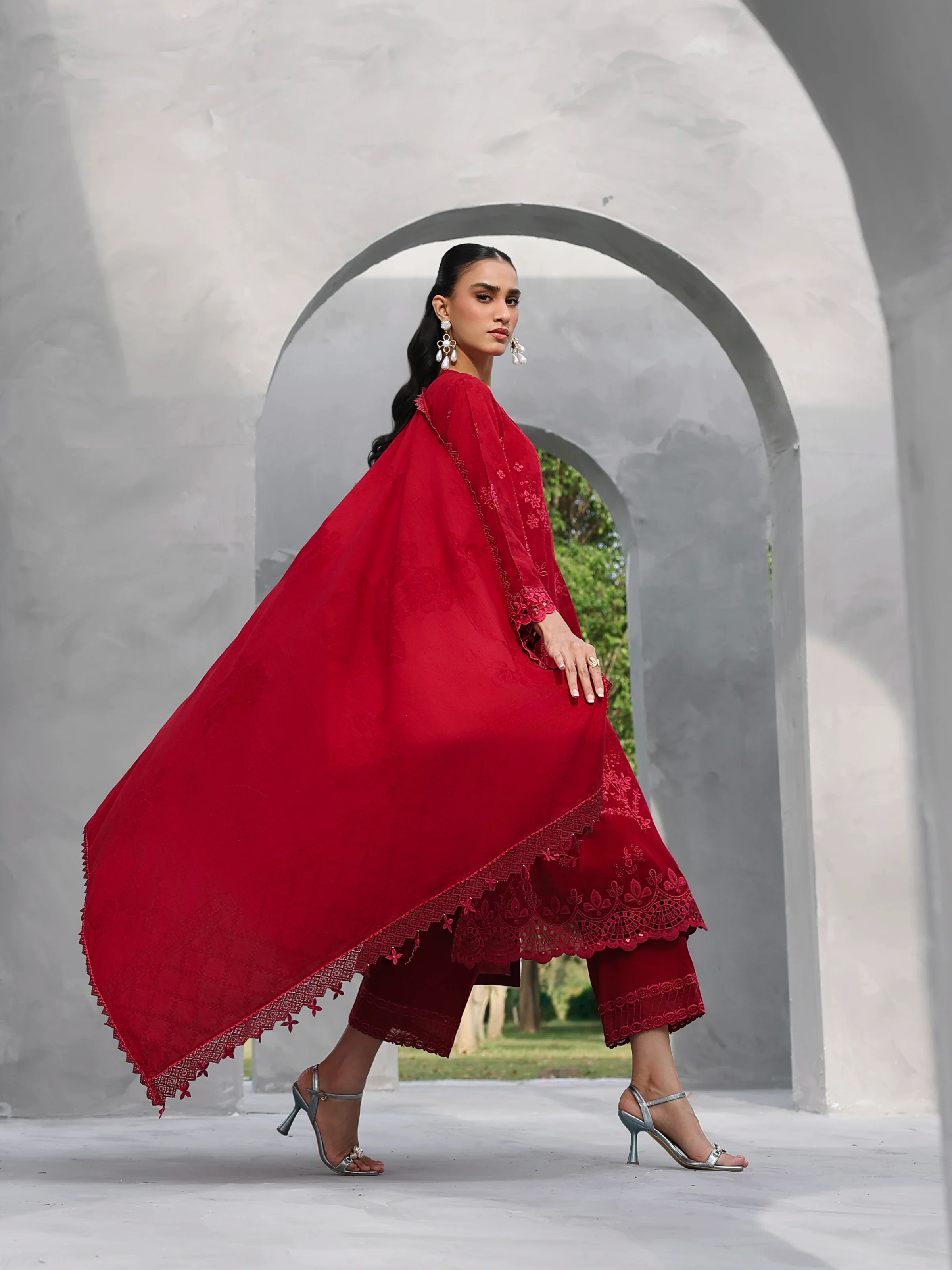 Embroidered Jacquard Suit - EWU6V3-33465-3P - Image 6