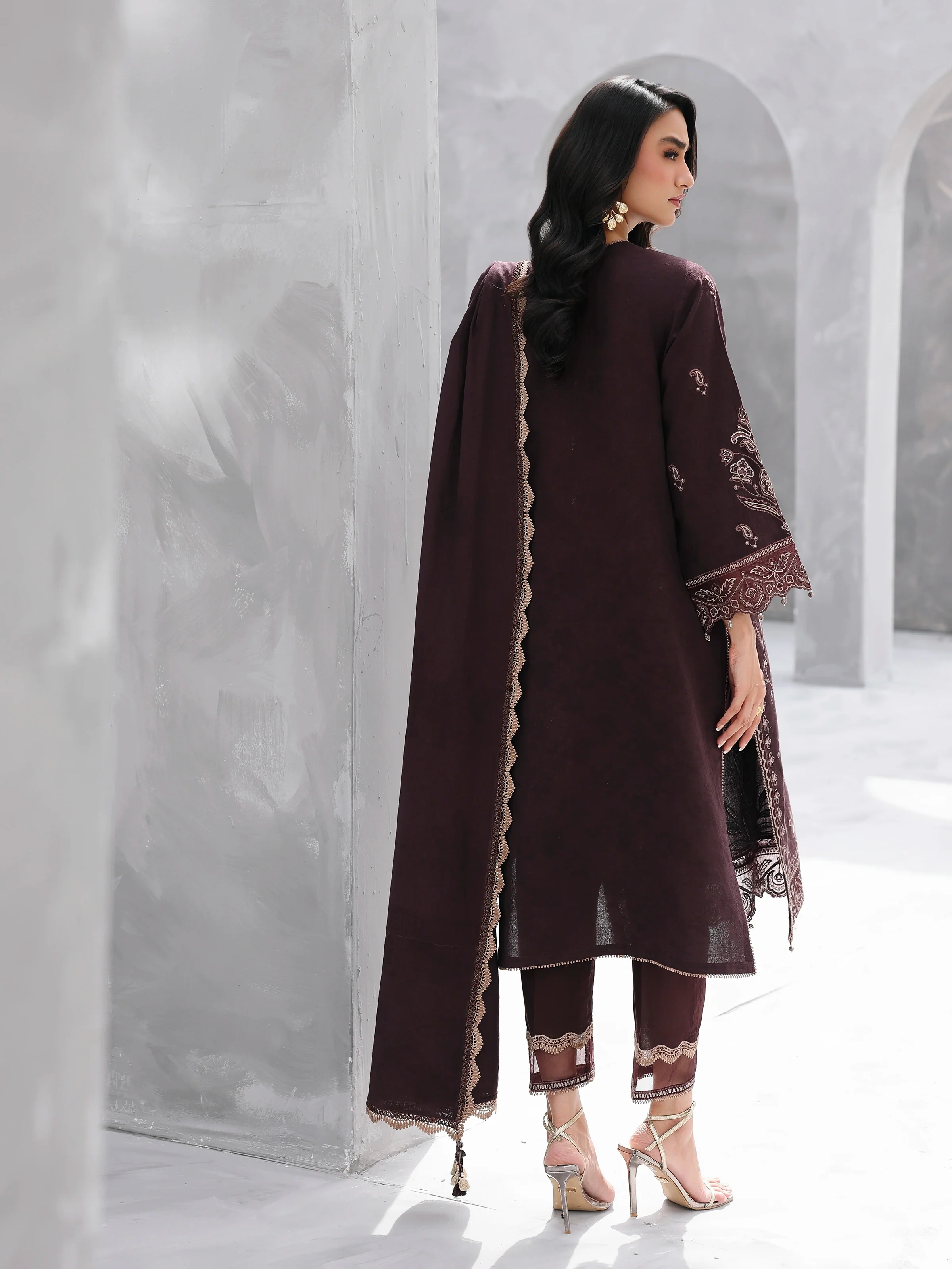 Embroidered Jacquard Suit - EWU6V3-33467-3P - Image 6