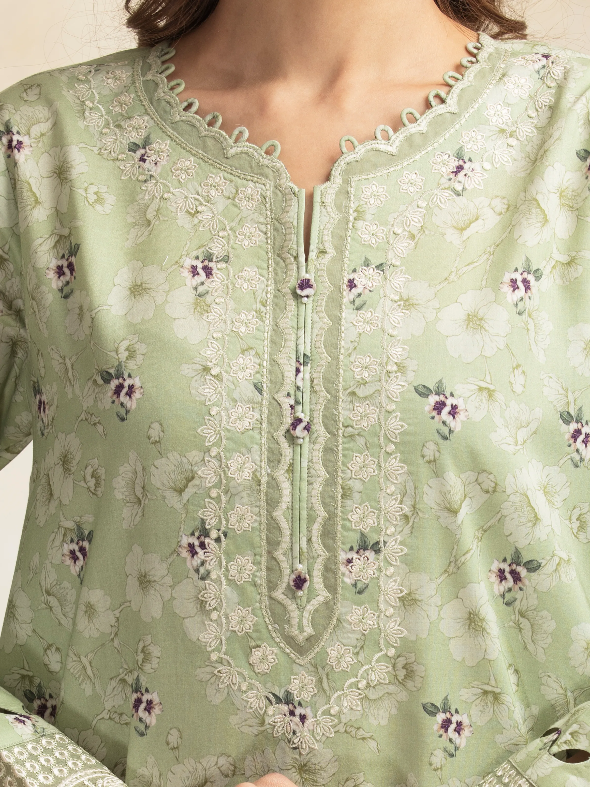 Embroidered Lawn Shirt Dupatta - EWU5V1-31094SD - Image 3
