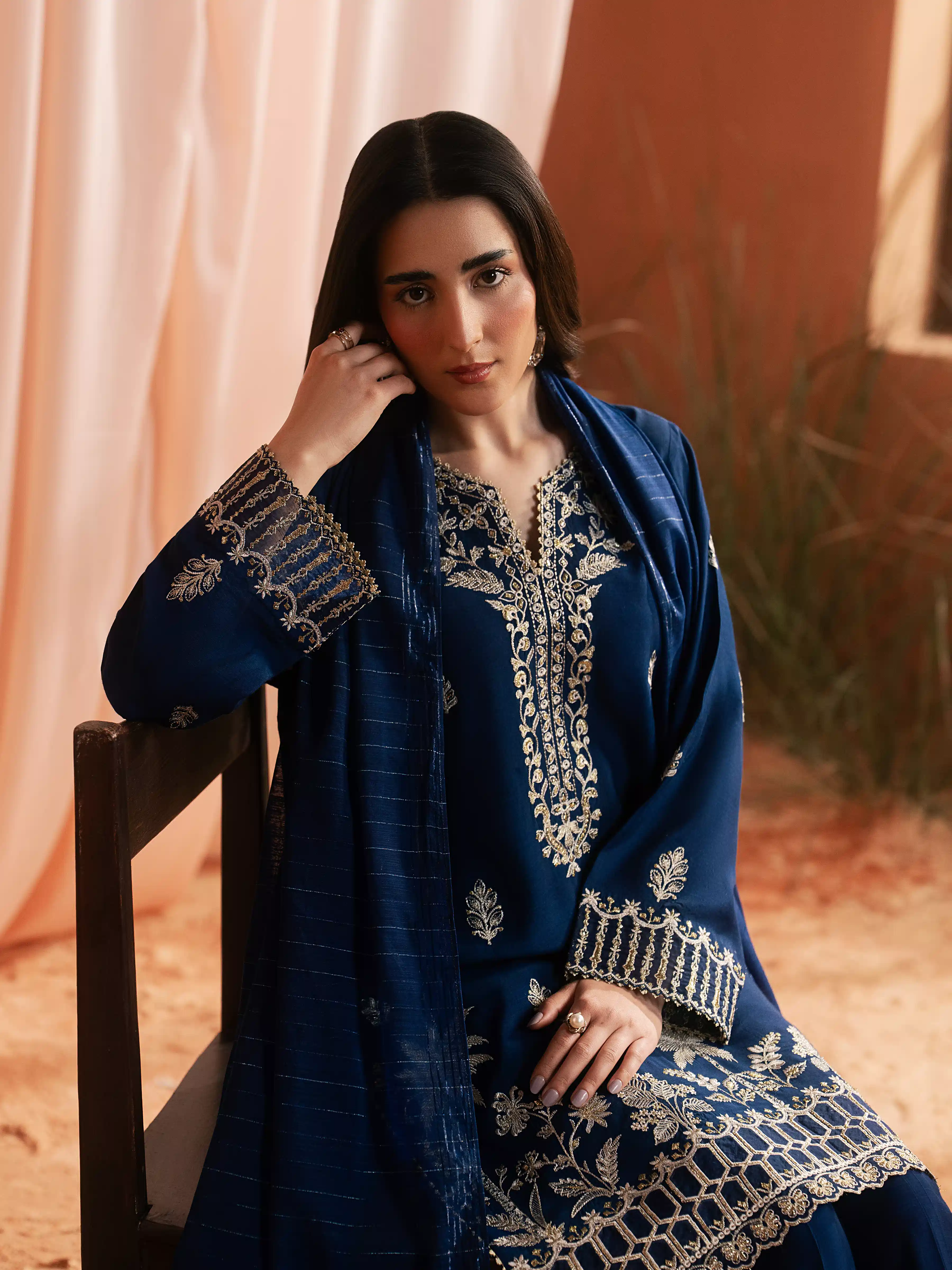 Embroidered Silk Suit - EWU6V16-32096-3P - Image 3