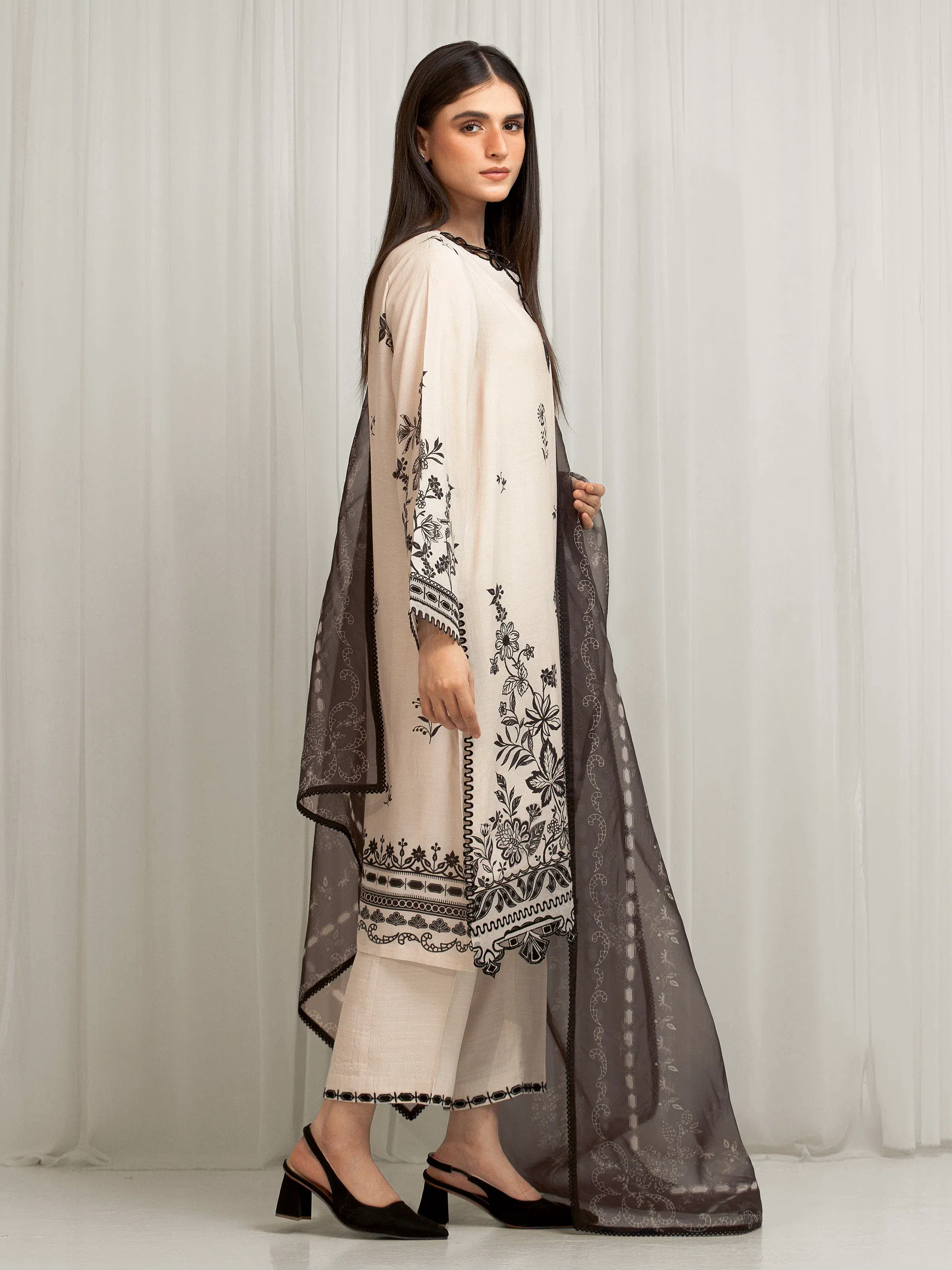 Embroidered Raw Silk Suit - EWU6V16-33533-3P - Image 4
