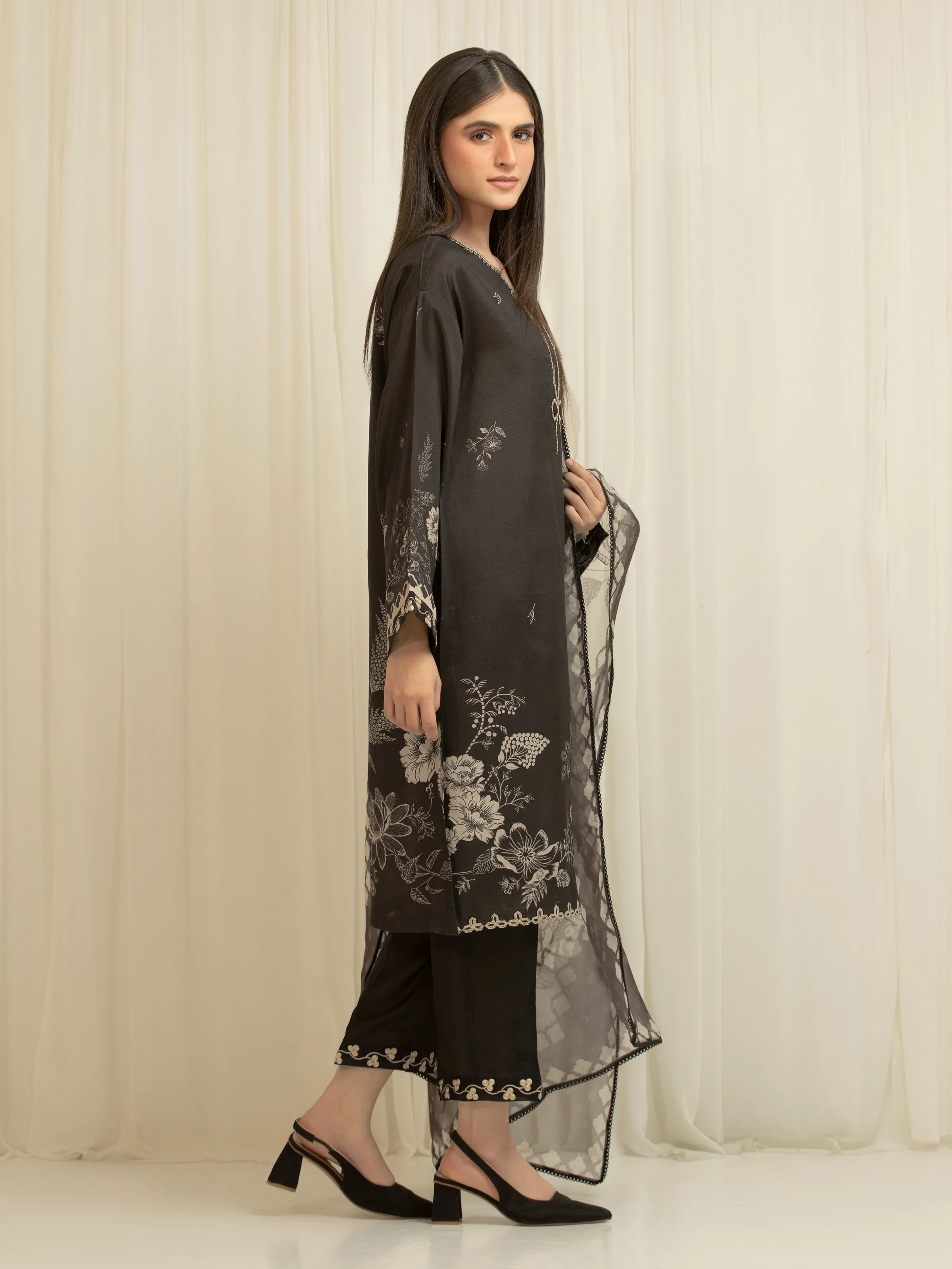 Embroidered Silk Suit - EWU6V16-33536-3P - Image 5