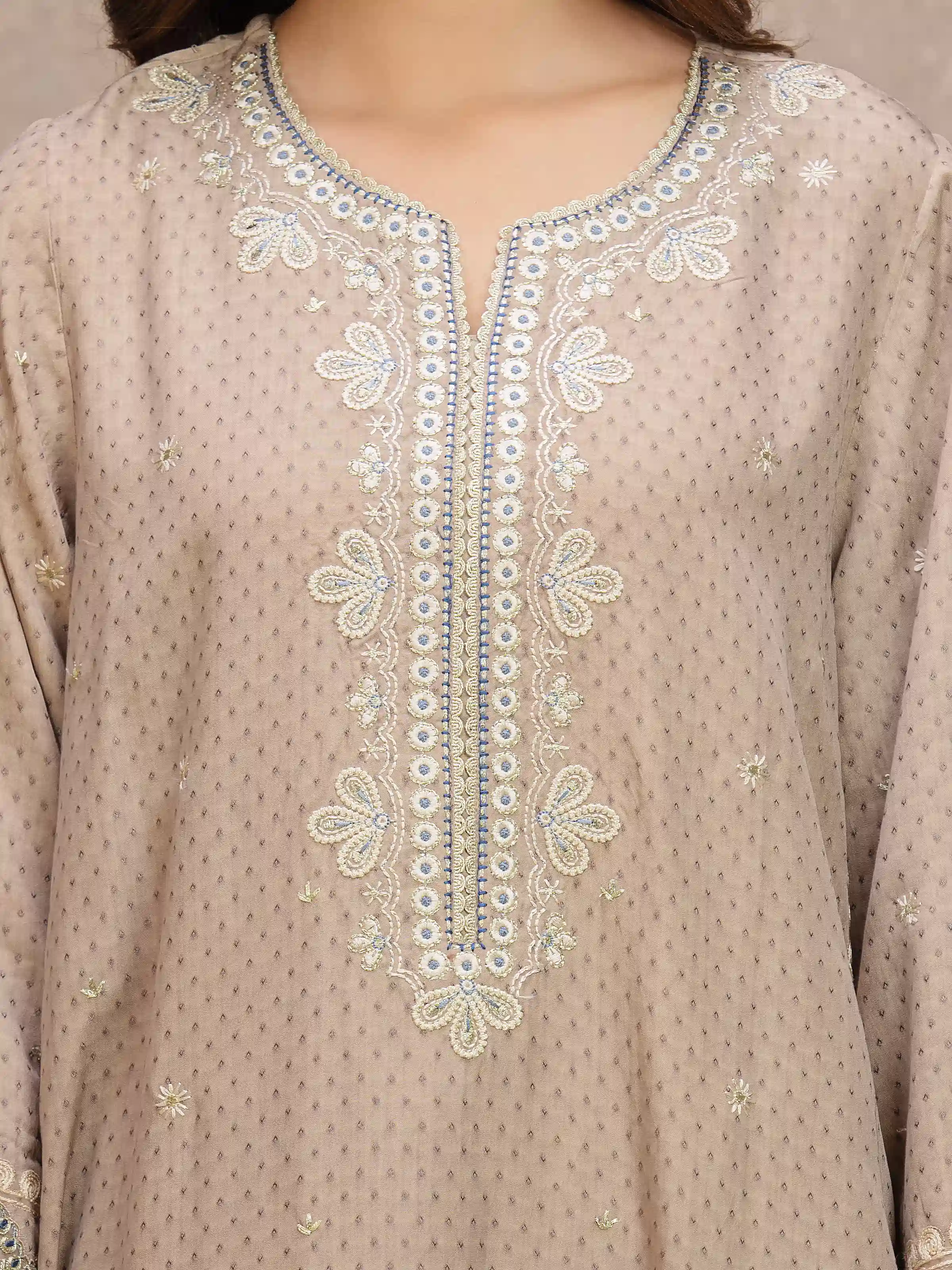 Embroidered Viscose Suit - EWU5V19-32029-3P - Image 4