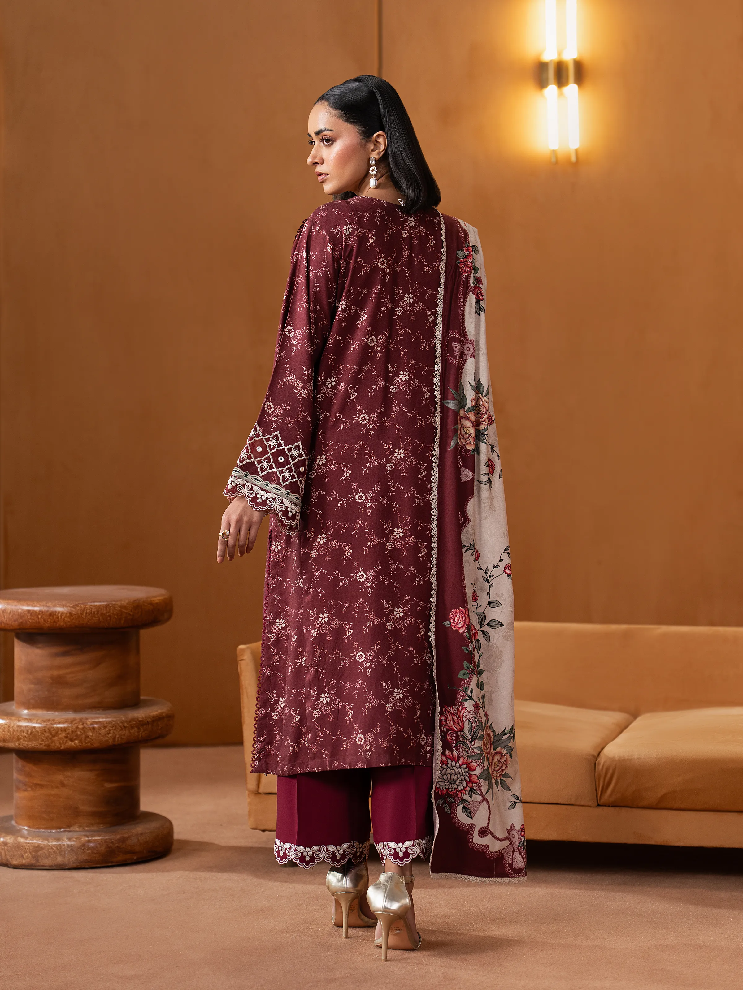 Embroidered Viscose Suit - EWU5V20-32086-3P - Image 6