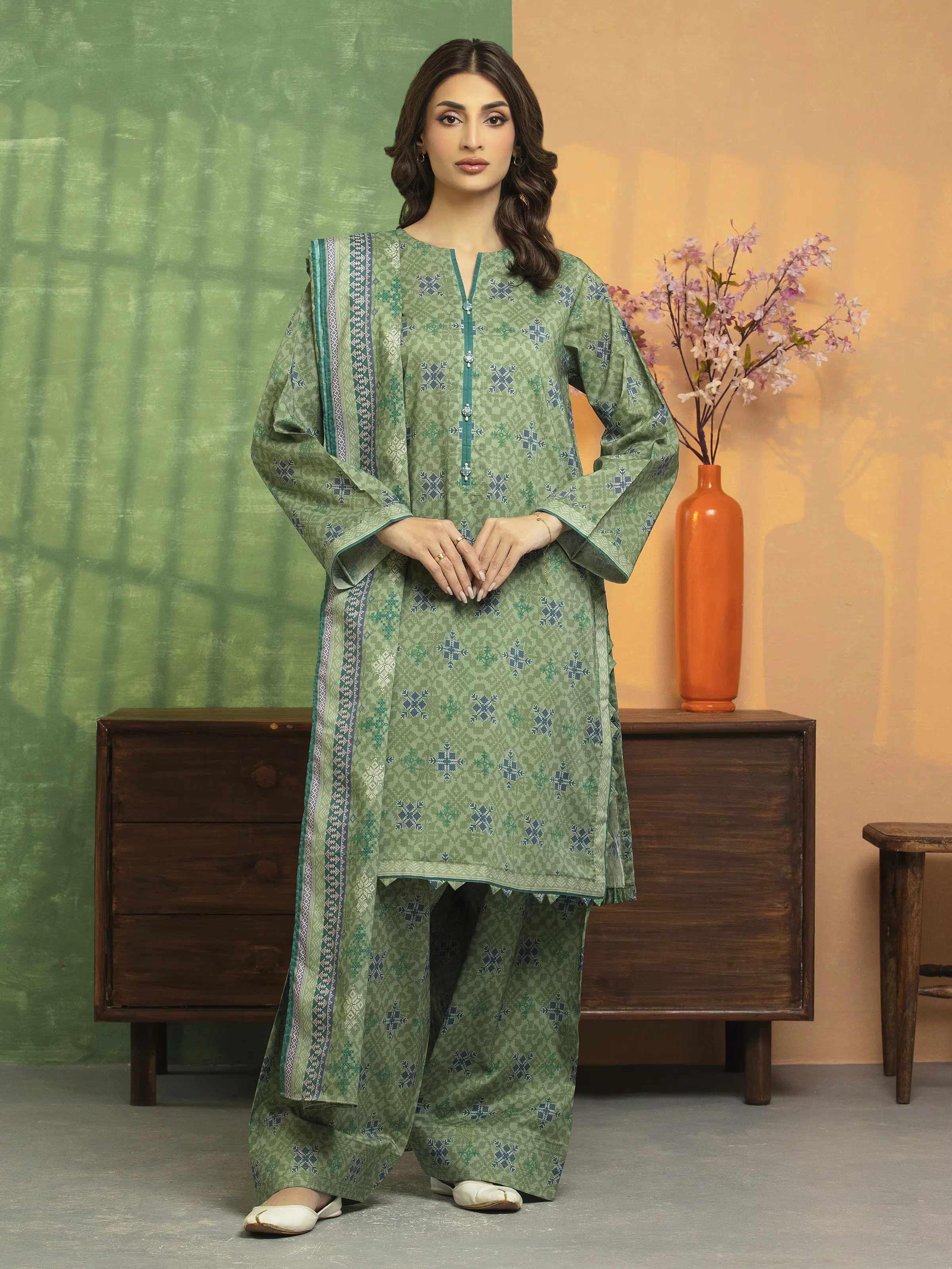Printed Lawn Suit - EWU5A1-35198-3P